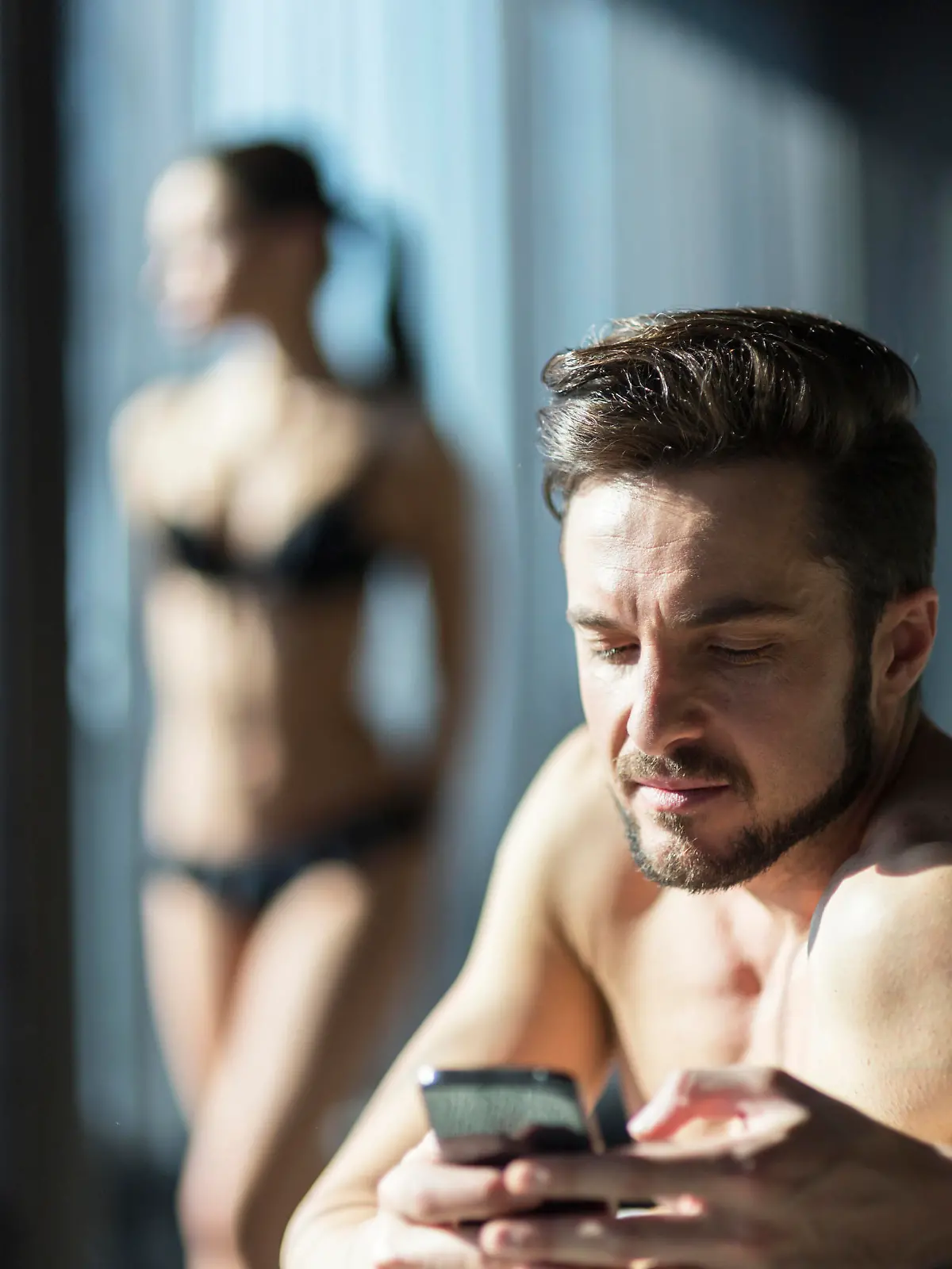 Cheating husband texting his lover