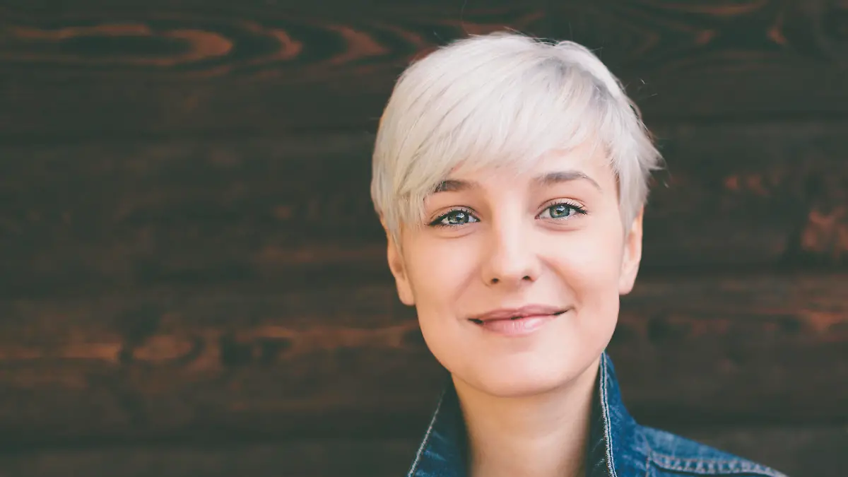 smiling happy real blond young woman
