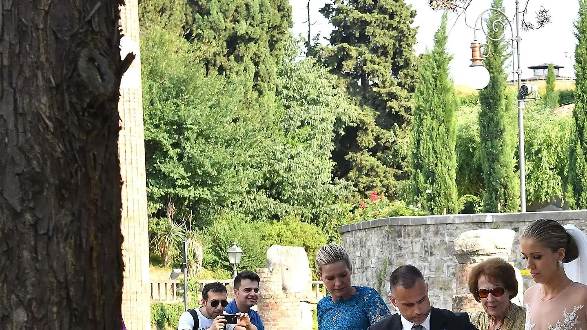 Sylvie Meis looks elegant in a pink satin and black lace dress as she attends the wedding of Victoria Swarovski at the San Giusto church in Trieste. Sylvie was amongst many guests at the lavish wedding which see Austrian singer Victoria Swarovski wed Werner Muerz
<P>
Pictured: Wedding Party
<B>Ref: SPL1521549 160617 </B><BR/>
Picture by: Petrussi Foto / Splash News<BR/>
</P><P>
<B>Splash News and Pictures</B><BR/>
Los Angeles: 310-821-2666<BR/>
New York: 212-619-2666<BR/>
London: 870-934-2666<BR/>
photodesk@splashnews.com<BR/>
</P>