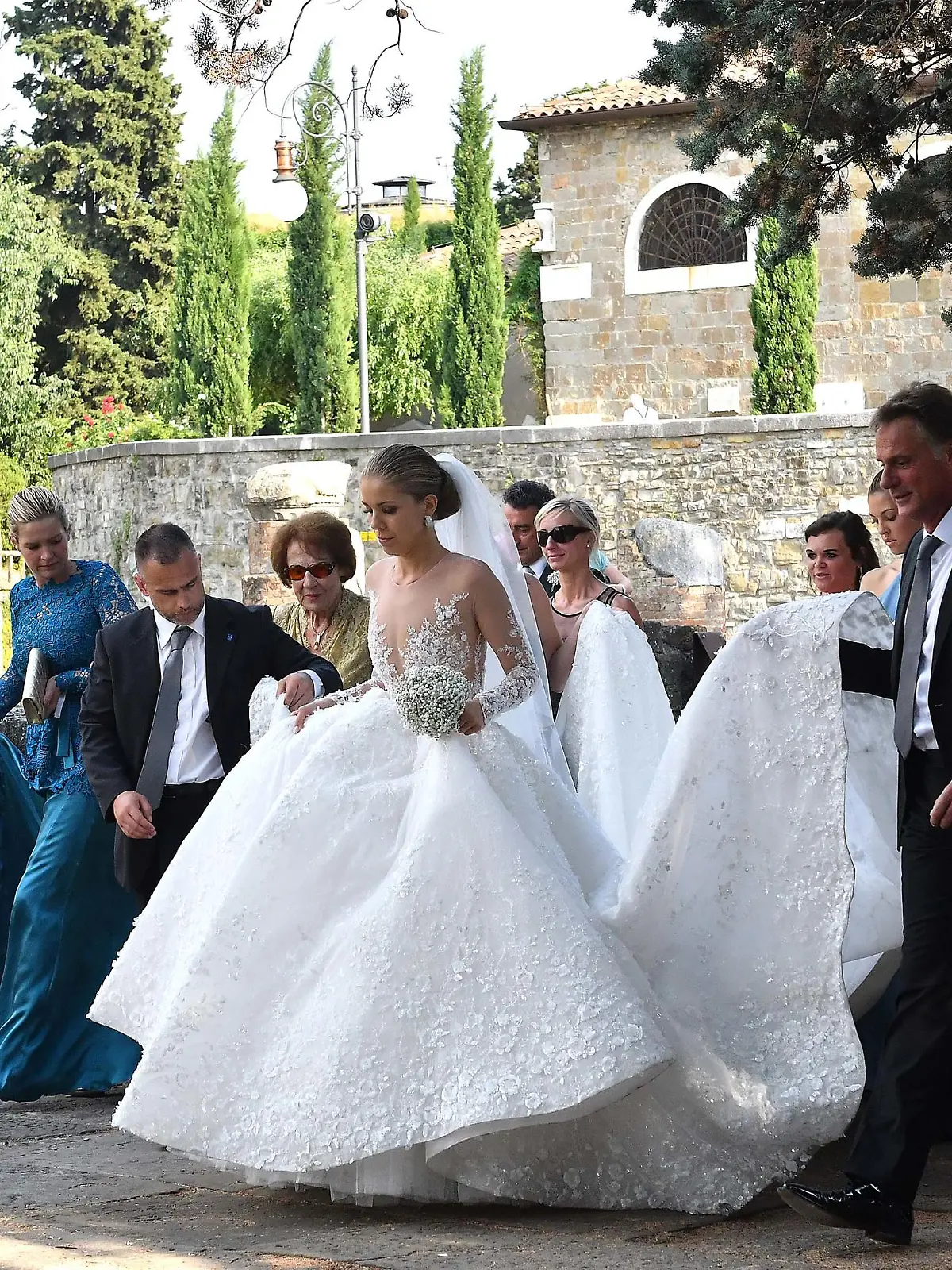 Sylvie Meis looks elegant in a pink satin and black lace dress as she attends the wedding of Victoria Swarovski at the San Giusto church in Trieste. Sylvie was amongst many guests at the lavish wedding which see Austrian singer Victoria Swarovski wed Werner Muerz
<P>
Pictured: Wedding Party
<B>Ref: SPL1521549  160617  </B><BR/>
Picture by: Petrussi Foto / Splash News<BR/>
</P><P>
<B>Splash News and Pictures</B><BR/>
Los Angeles:	310-821-2666<BR/>
New York:	212-619-2666<BR/>
London:	870-934-2666<BR/>
photodesk@splashnews.com<BR/>
</P>