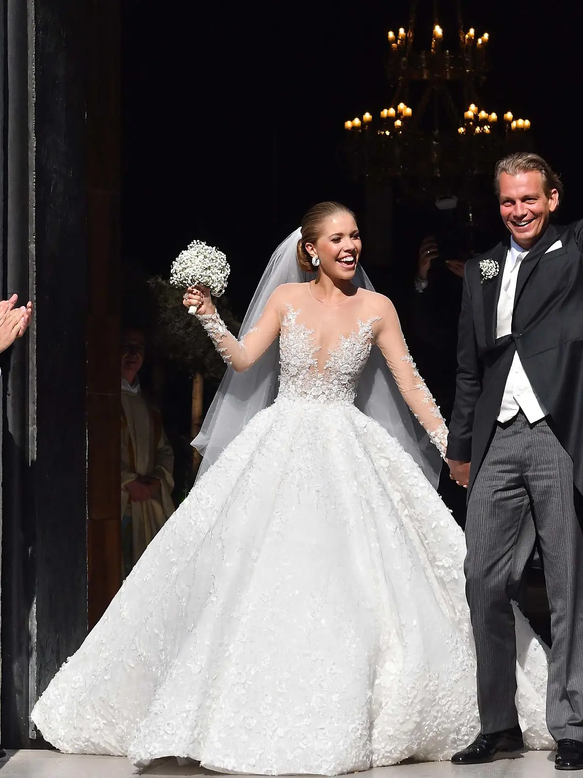 Sylvie Meis looks elegant in a pink satin and black lace dress as she attends the wedding of Victoria Swarovski at the San Giusto church in Trieste. Sylvie was amongst many guests at the lavish wedding which see Austrian singer Victoria Swarovski wed Werner Muerz
<P>
Pictured: Victoria Swarovski and Werner Muerz
<B>Ref: SPL1521549  160617  </B><BR/>
Picture by: Petrussi Foto / Splash News<BR/>
</P><P>
<B>Splash News and Pictures</B><BR/>
Los Angeles:	310-821-2666<BR/>
New York:	212-619-2666<BR/>
London:	870-934-2666<BR/>
photodesk@splashnews.com<BR/>
</P>