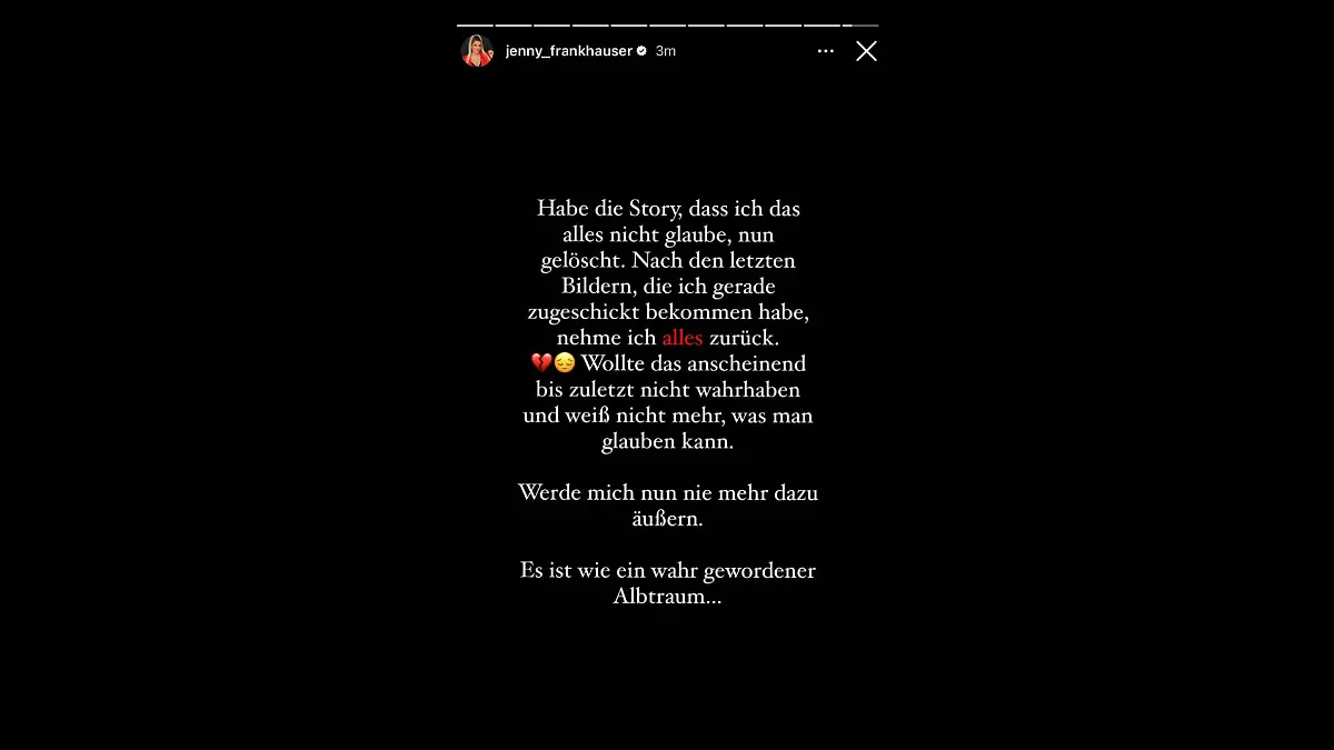 Jenny Frankhauser nimmt alles zurück: Sie glaubt nun auch, dass Peter ihrer Mutter Iris fremdgegangen ist.