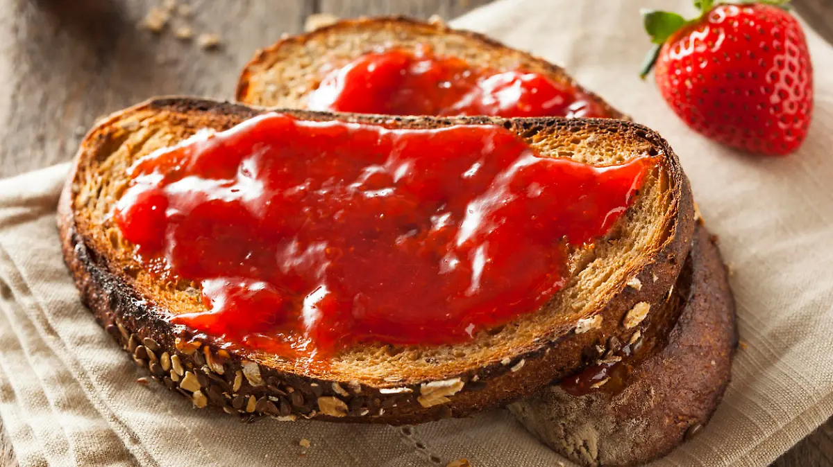 Homemade Strawberry Jelly on Whole Wheat Toast