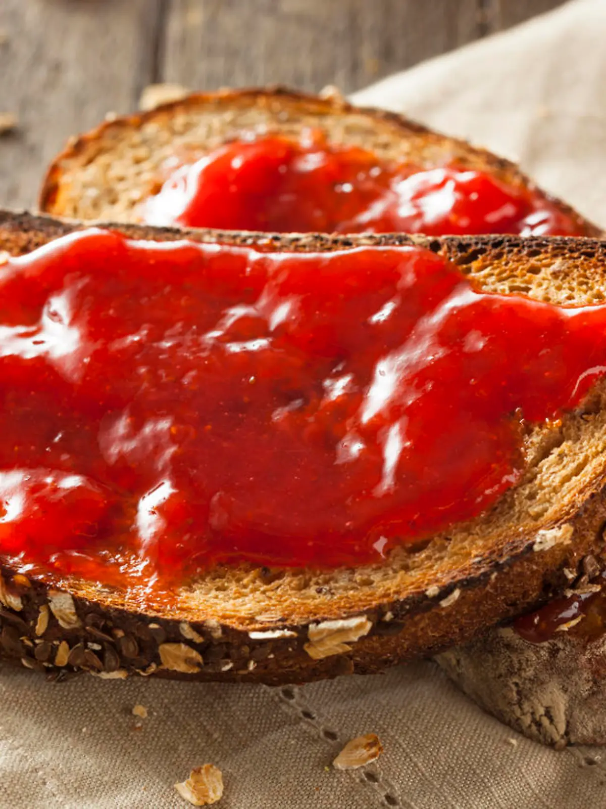 Homemade Strawberry Jelly on Whole Wheat Toast
