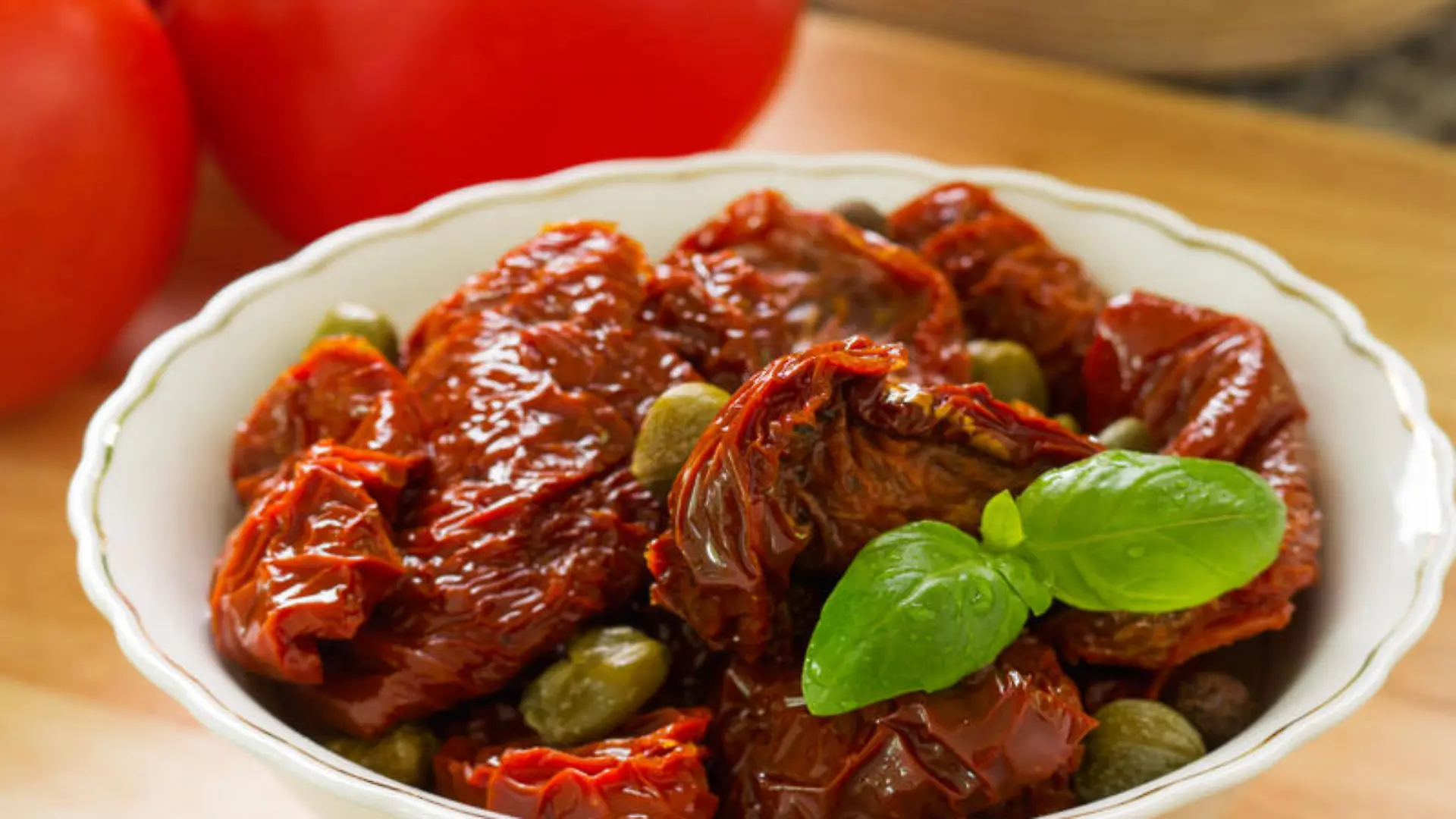 Sundried tomatoes and capers in olive oil