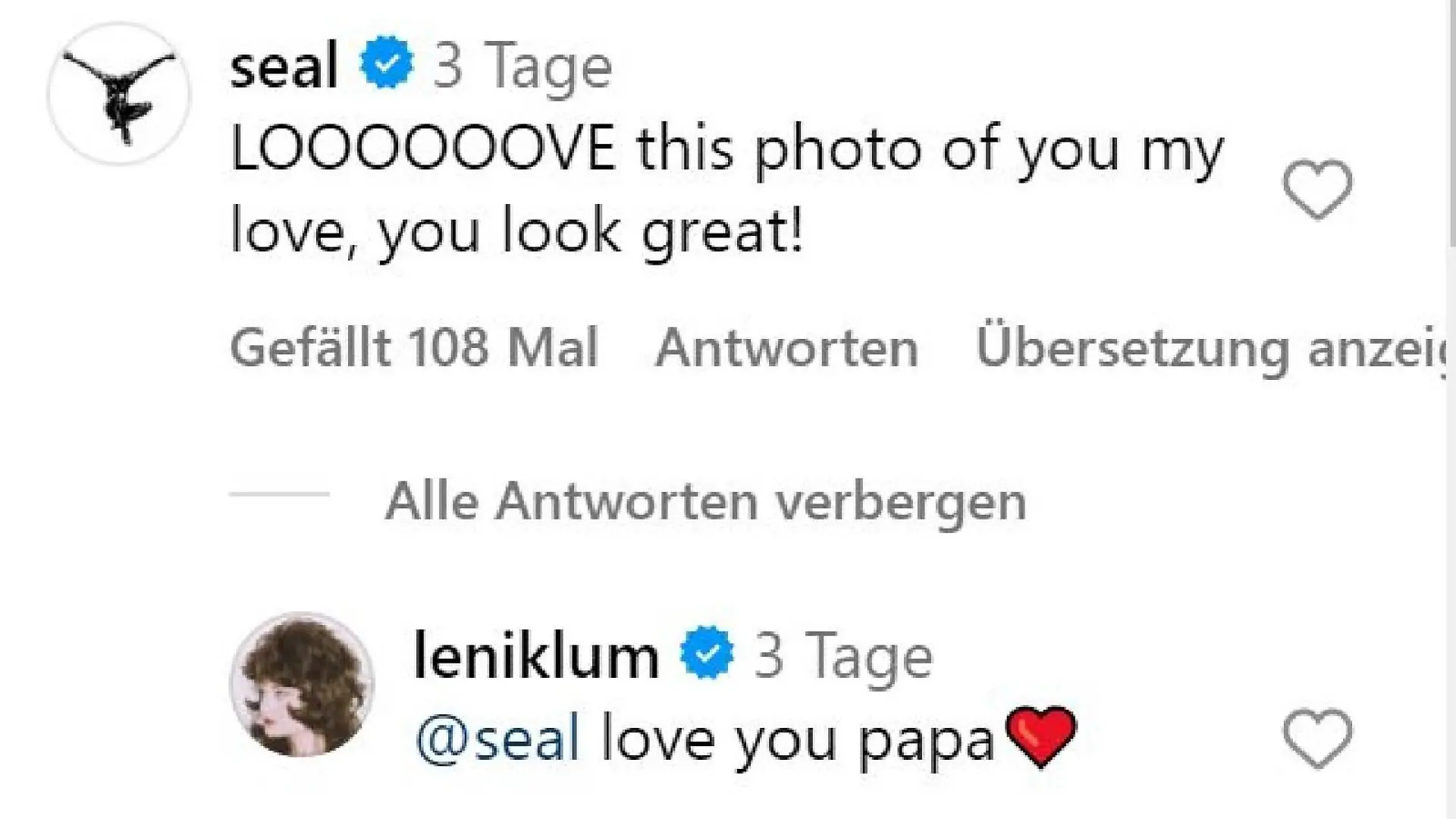 Seal kommentiert begeistert ein Model-Foto seiner Adoptivtochter Leni Klum.