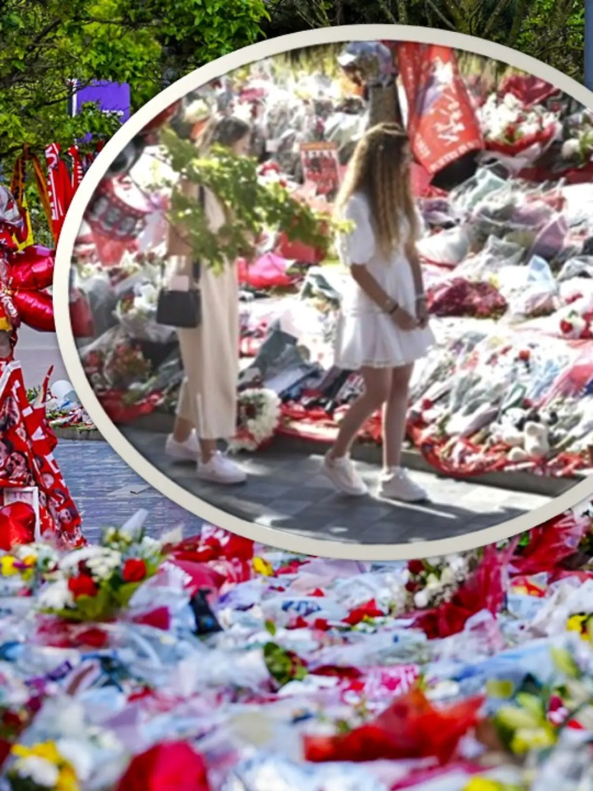 Bild zu: "Jota-Witwe besucht Blumenmeer vor dem Liverpool-Stadion"
