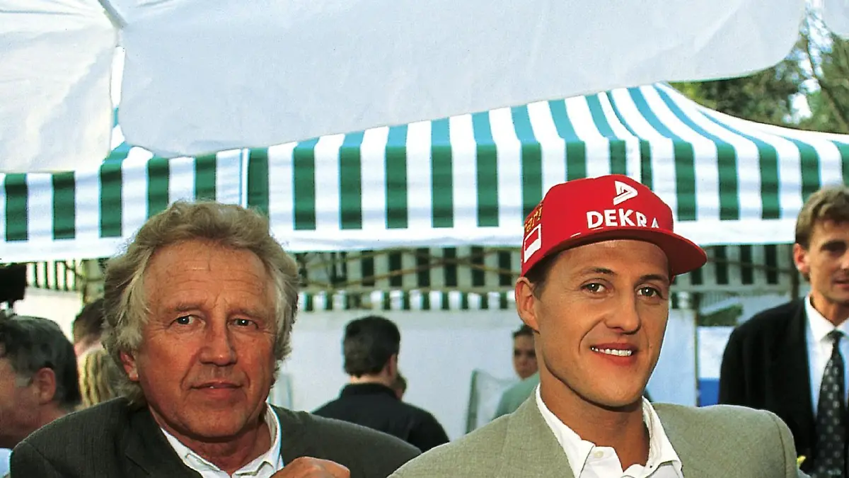 Peter Kloeppel 1996 mit Michael Schumacher.
