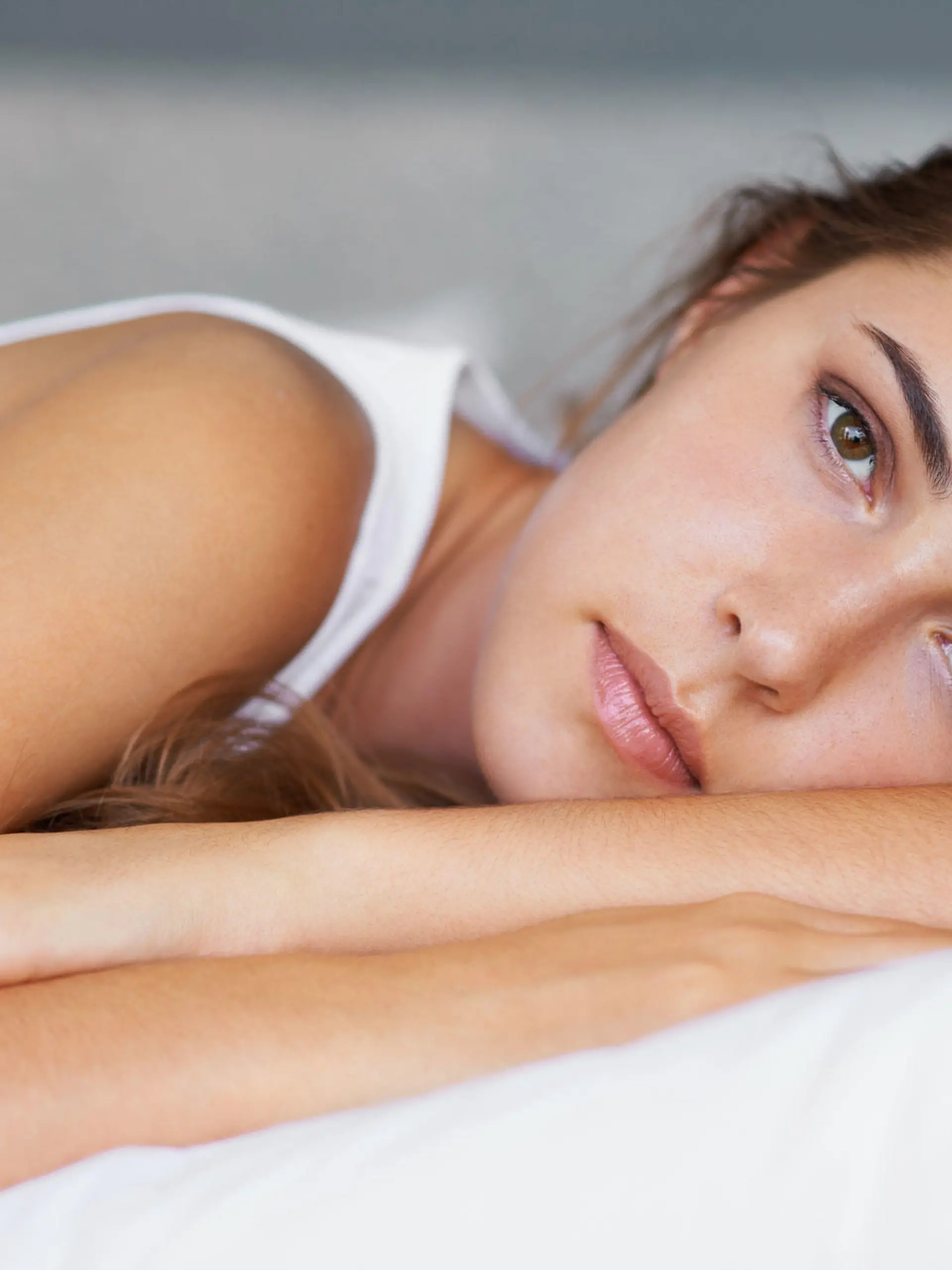 Augenringe, Eyes, Augen, Müde, traurig, Frau, Bett,