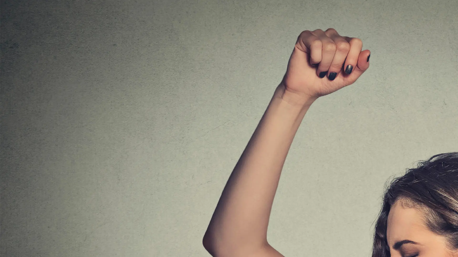 Closeup portrait young woman, smelling, sniffing her wet armpit, something stinks, very bad foul odor situation isolated grey wall background. Negative human emotion facial expression feeling reaction