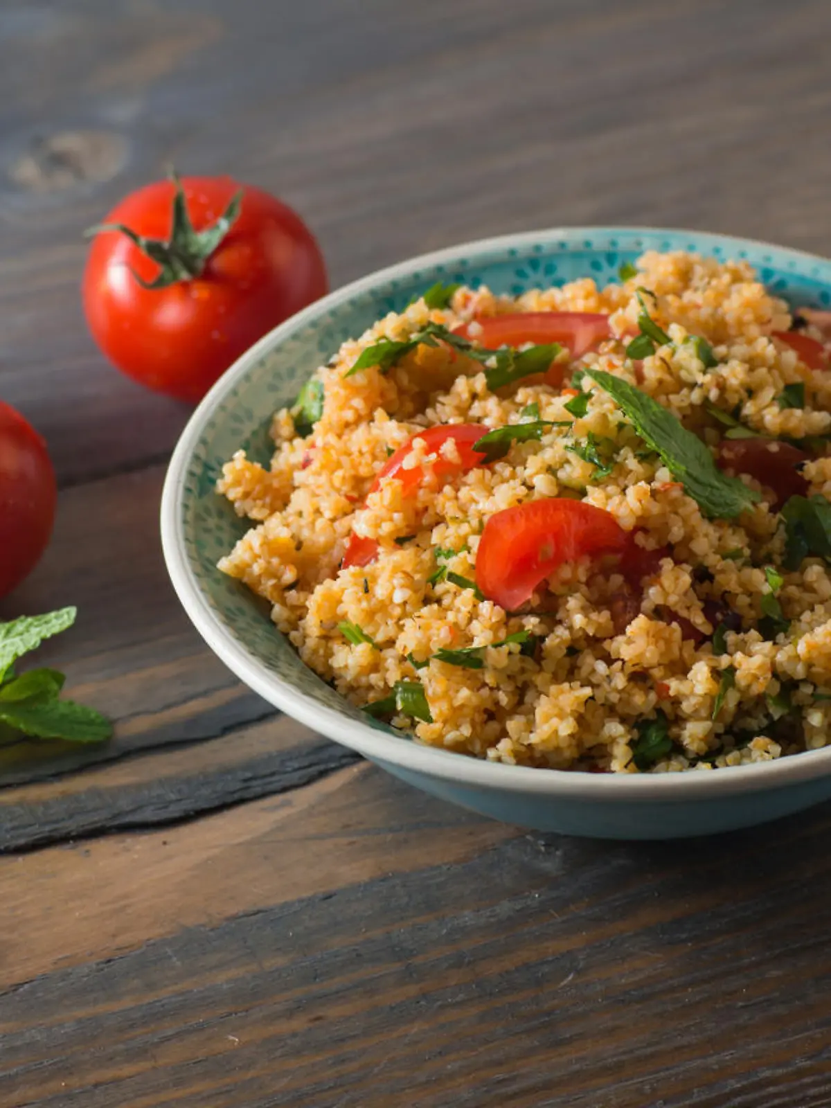 Arabic traditional cuisine - Couscous with tomato and basil