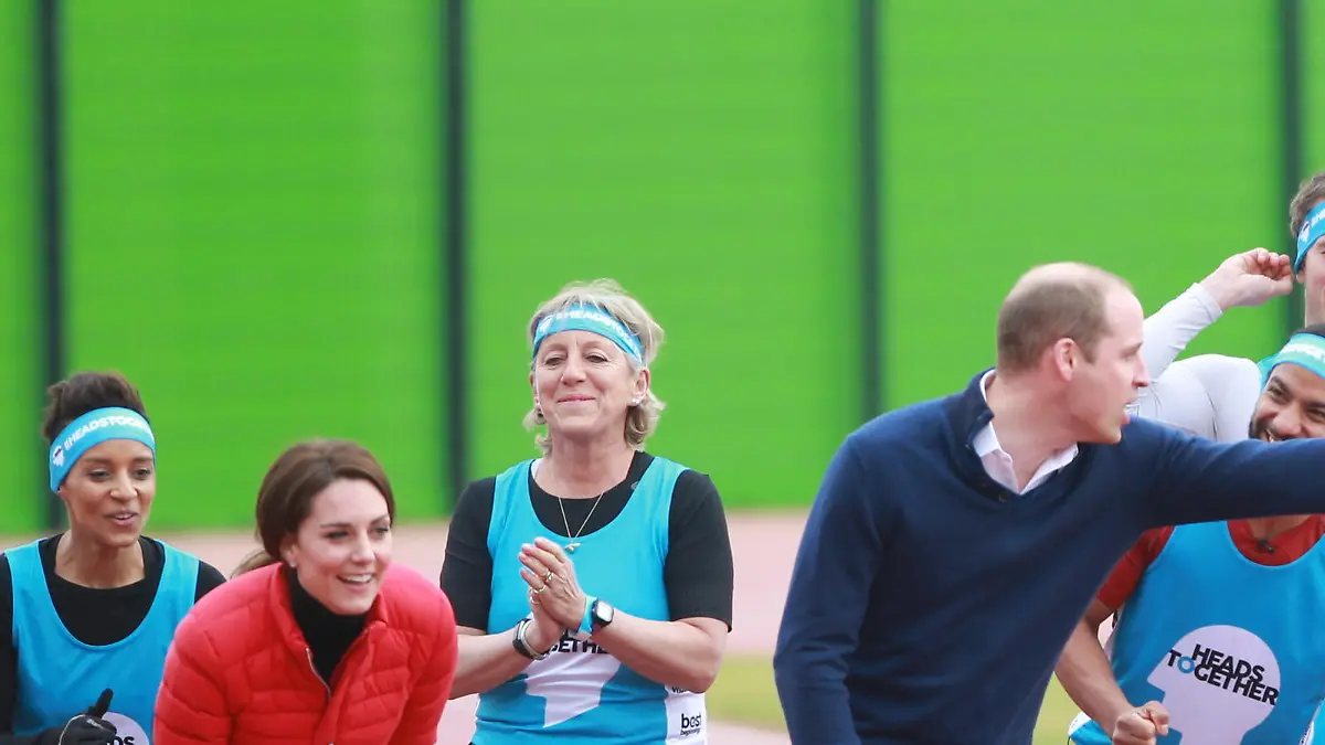 The Duke and Duchess of Cambridge and Prince Harry join a training day with the runners taking part in the 2017 Virgin Money London Marathon for Heads Together, the official Charity of the Year. The training day for Team Heads Together, the campaign to change the conversation on mental health which is spearheaded by Their Royal Highnesses, at the Queen Elizabeth Olympic Park (QEOP) in London.

Approximately 150 runners will take place in the training day, which will include a run around QEOP and a training session on the London Marathon Community Track, beside the former Olympic Stadium. The day will also include informative presentations and question and answer sessions in the Copper Box Arena, on training and preparing for a marathon from specialists in areas such as nutrition, running and stretching. 

Featuring: Catherine, Duchess of Cambridge, Kate Middleton, Prince William, Duke of Cambridge, Prince Harry
Where: London, United Kingdom
When: 05 Feb 2017
Credit: David Sims/WENN.com