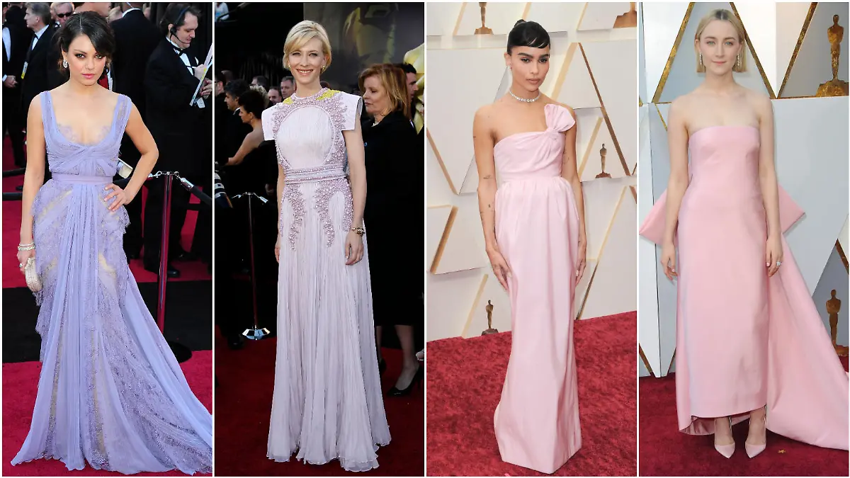 Mila Kunis, Cate Blanchett, Zoe Kravitz und Saoirse Ronan setzten bei der Oscar-Verleihung auf zarte Pastelltöne.