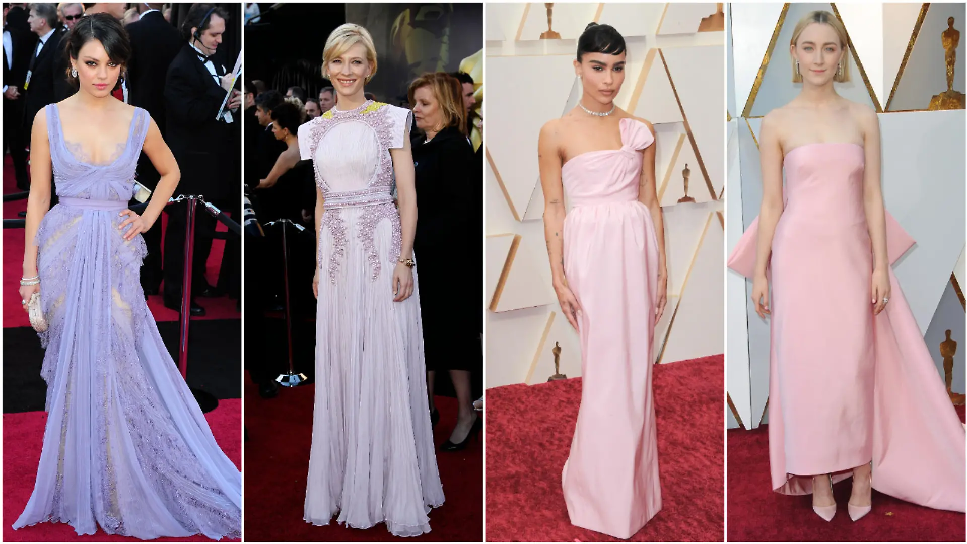 Mila Kunis, Cate Blanchett, Zoe Kravitz und Saoirse Ronan setzten bei der Oscar-Verleihung auf zarte Pastelltöne.