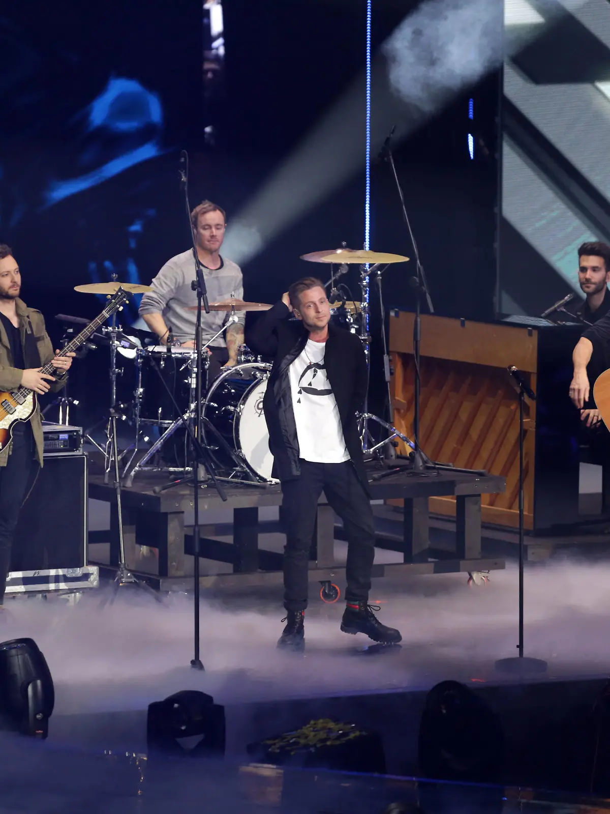 Onerepublic performing in the TV show X Factor Live
<P>
Pictured: Onerepublic
<B>Ref: SPL1411619  161216  </B><BR/>
Picture by: Nocera / Splash News<BR/>
</P><P>
<B>Splash News and Pictures</B><BR/>
Los Angeles:	310-821-2666<BR/>
New York:	212-619-2666<BR/>
London:	870-934-2666<BR/>
photodesk@splashnews.com<BR/>
</P>