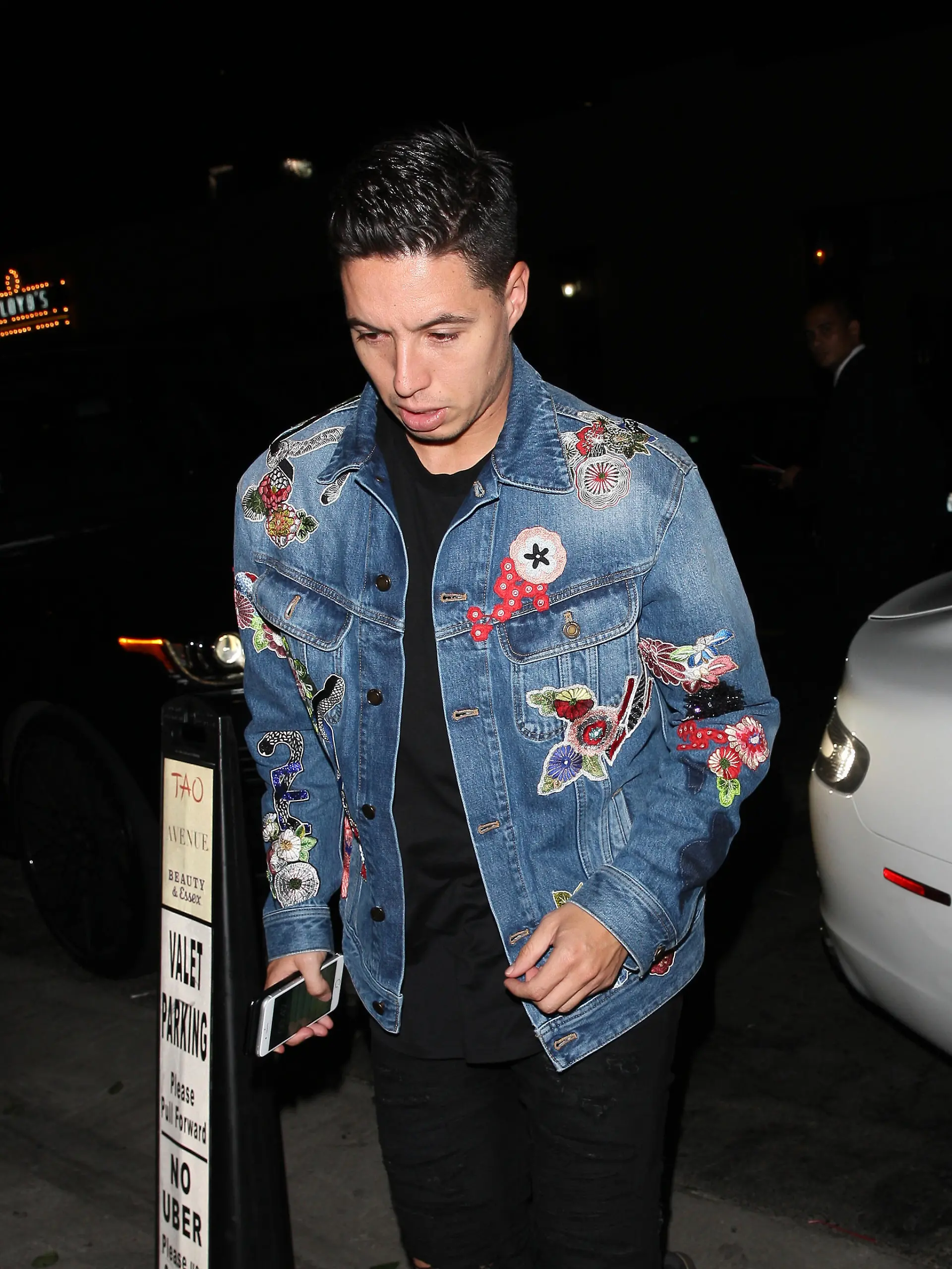 Professional French soccer player Samir Nasri goes to Avenue night cub wearing a denim jacket with floral designs on it in Hollywood
<P>
Pictured: Samir Nasri
<B>Ref: SPL1511081  310517  </B><BR/>
Picture by: Photographer Group / Splash News<BR/>
</P><P>
<B>Splash News and Pictures</B><BR/>
Los Angeles:	310-821-2666<BR/>
New York:	212-619-2666<BR/>
London:	870-934-2666<BR/>
photodesk@splashnews.com<BR/>
</P>