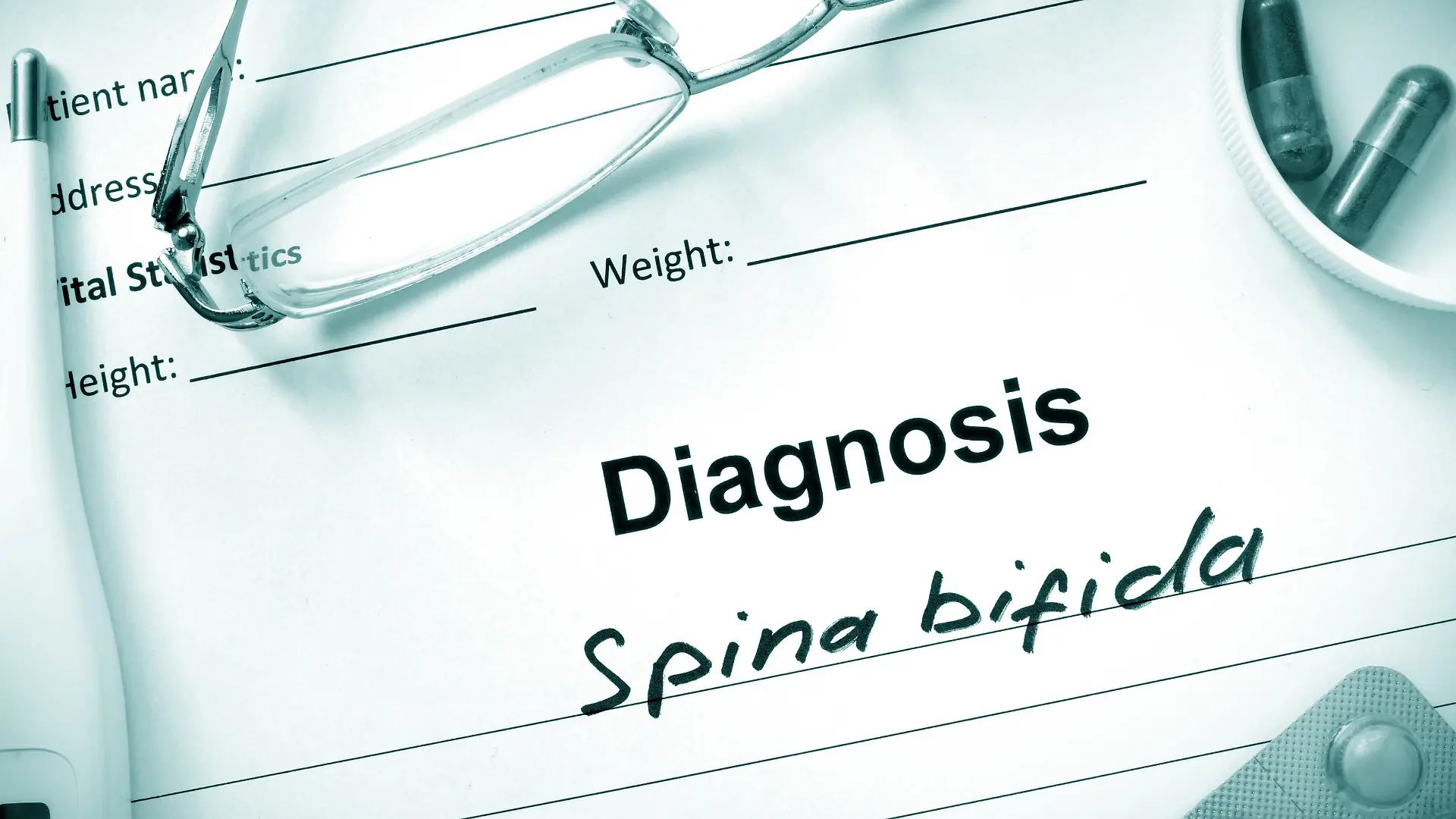 Blatt mit der Diagnose Spina bifida