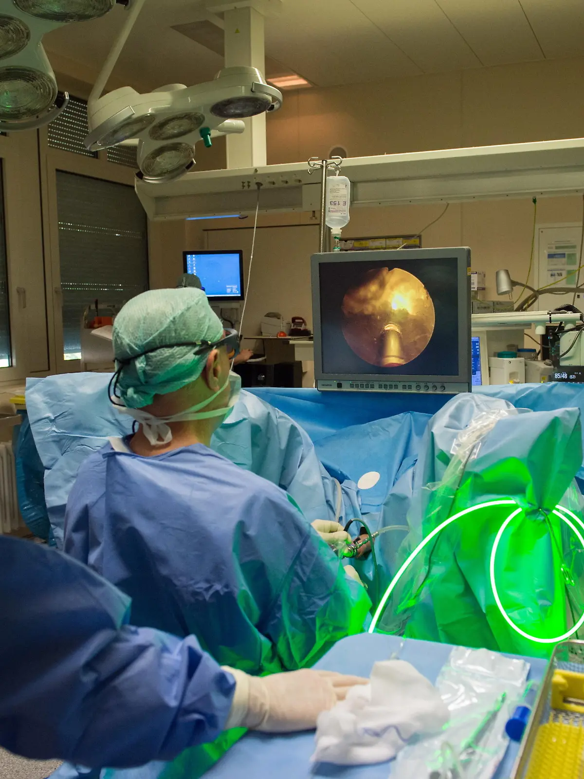 Greenlight Laser Vaporisation als besonders schonendes OP-Verfahren zur endoskopische Behandlung der gutartigen Prostatavergrößerung im Werner-Forßmann-Krankenhaus Eberswalde.   Foto: Hans Wiedl | Verwendung weltweit
