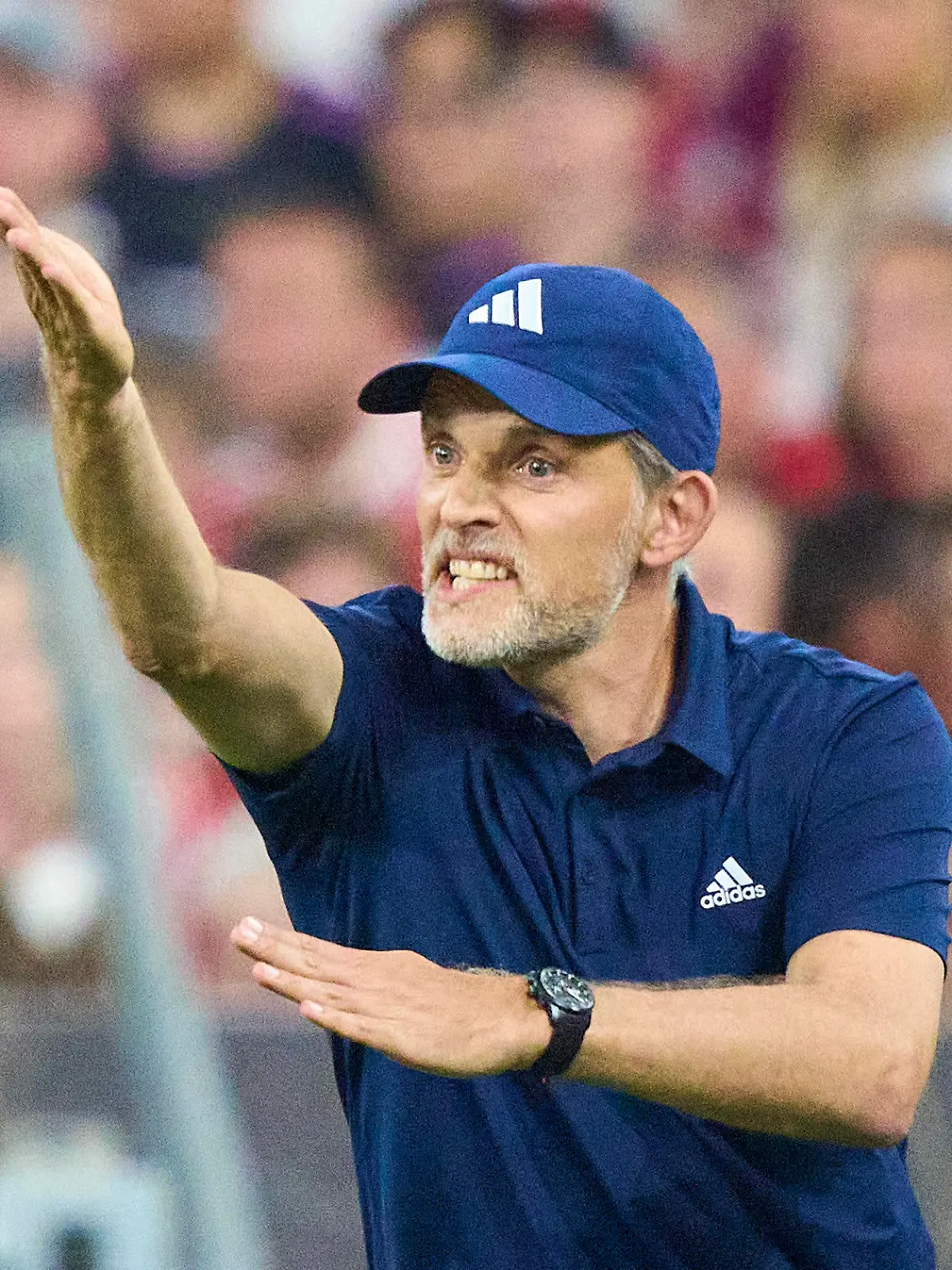 Trainer Thomas Tuchel FCB, team manager, headcoach, coach, in action in the Super Cup 2023 final match FC BAYERN MUENCHEN - RB LEIPZIG on Aug 12, 2023 in Munich, Germany. Season 2023/2024, matchday xx, 1.Bundesliga, FCB, München, xx.Spieltag.
