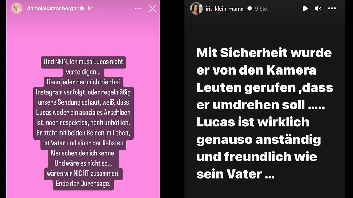 Daniela Katzenberger und Schwiegermutter Iris Klein stellen sich ebenfalls hinter Lucas Cordalis.