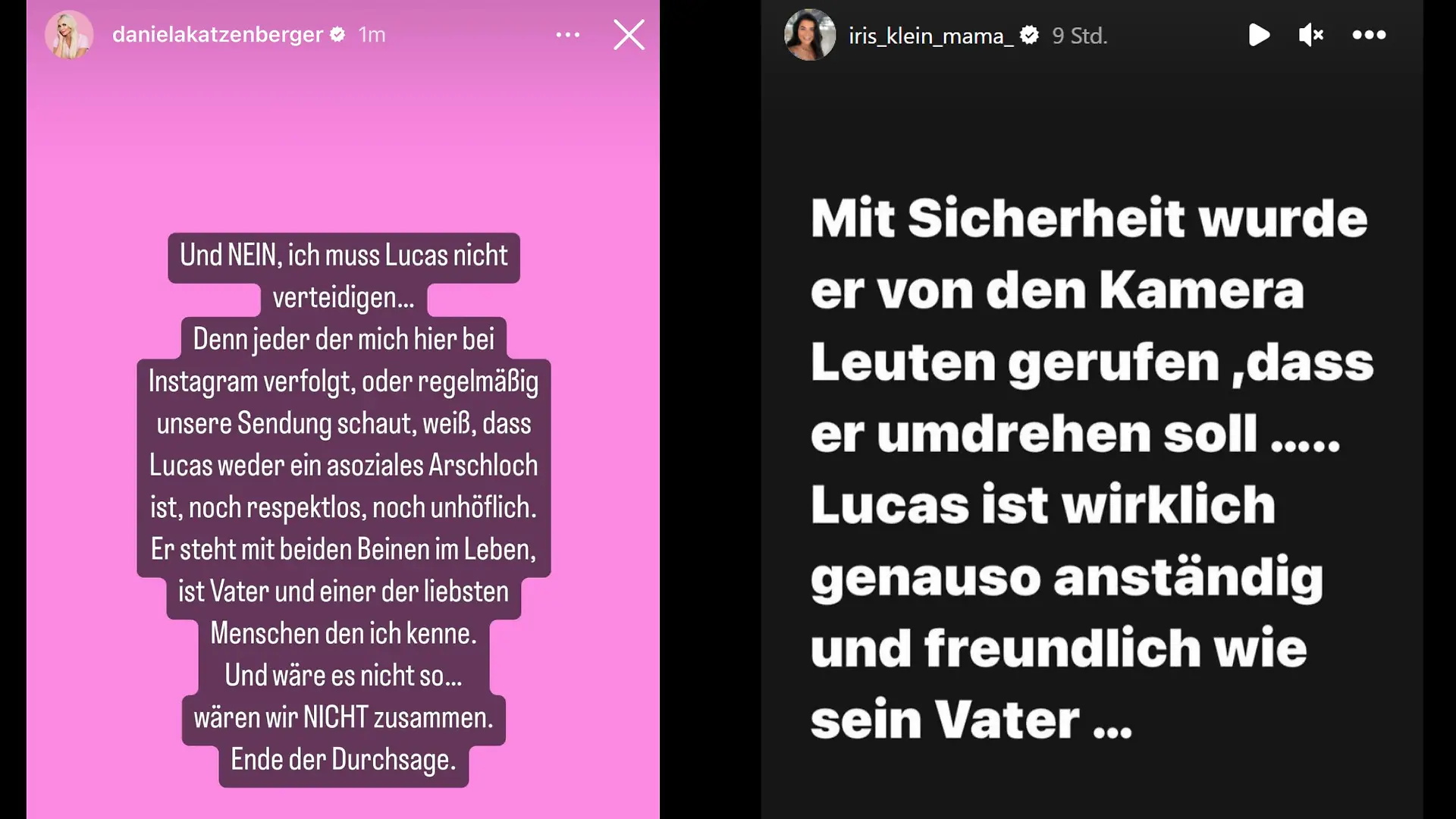 Daniela Katzenberger und Schwiegermutter Iris Klein stellen sich ebenfalls hinter Lucas Cordalis.