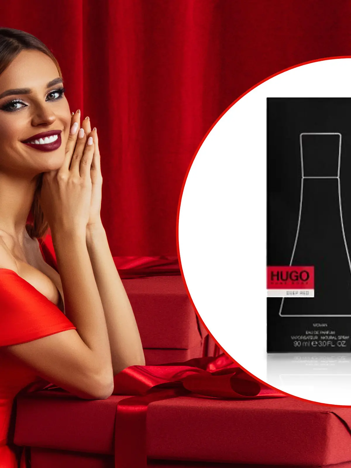 Frau mit Hugo Boss Deep Red.