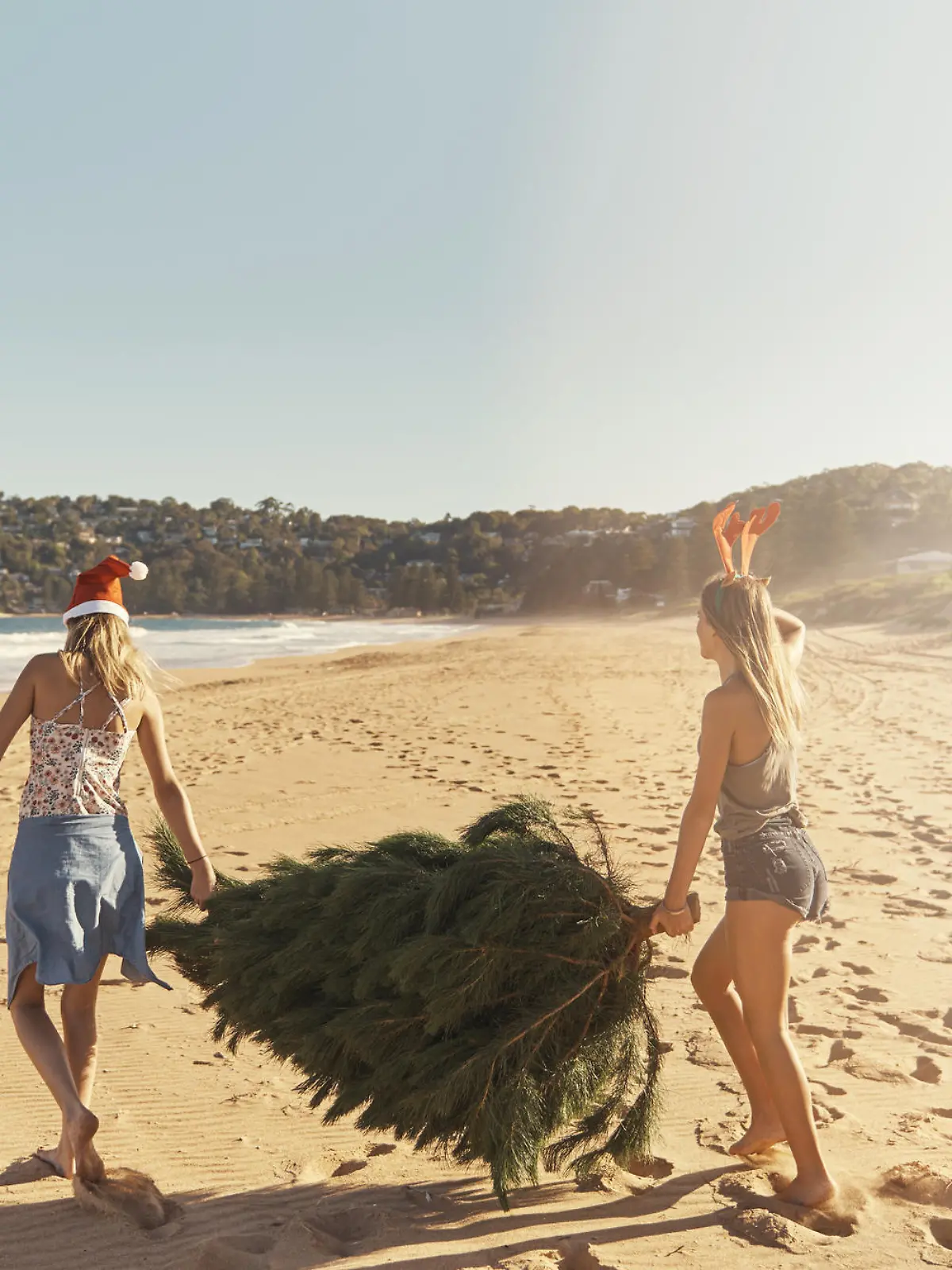 Shot of two best friends spending christmas at the beachhttp://195.154.178.81/DATA/i_collage/pu/shoots/806324.jpg