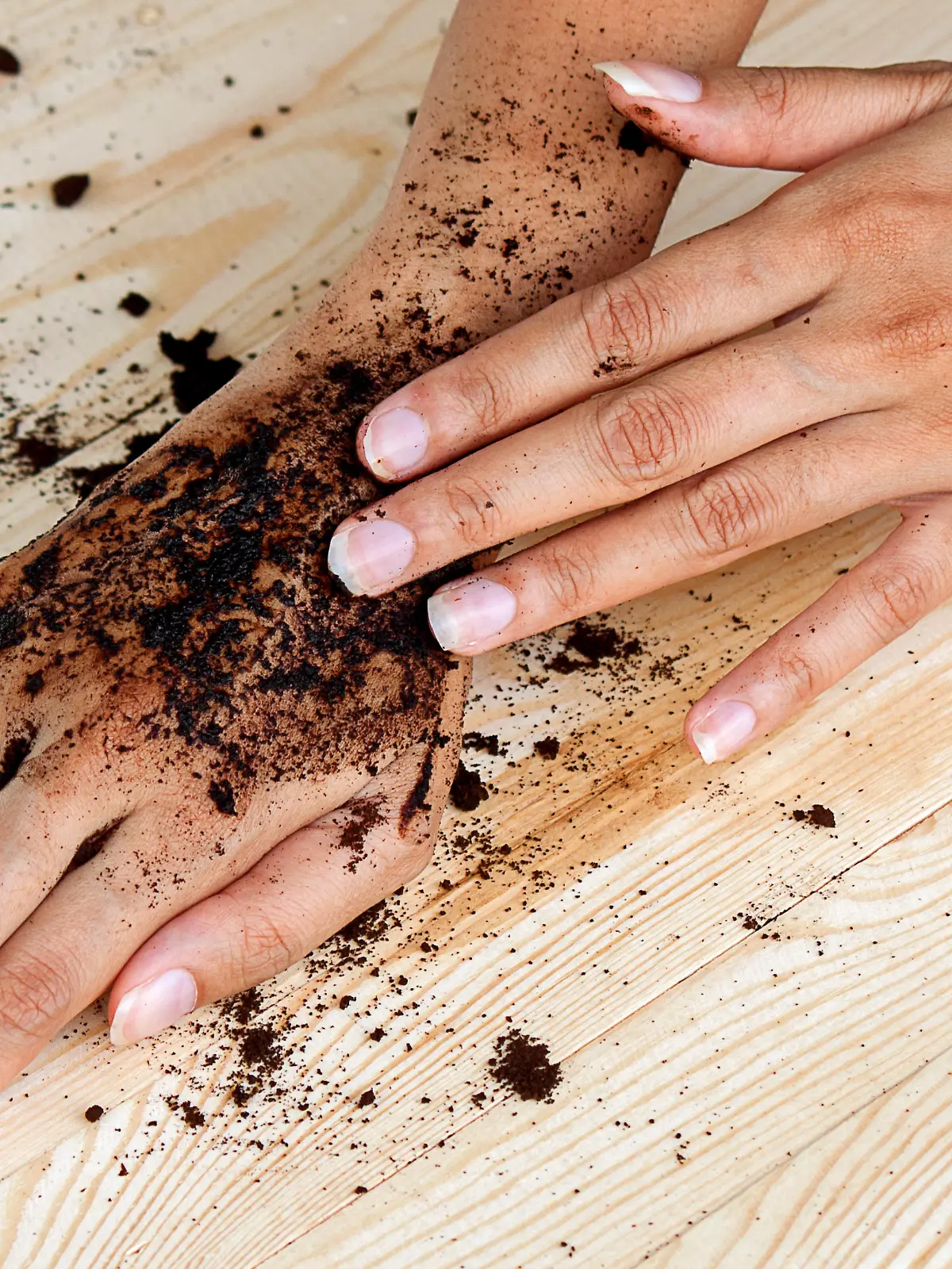 coffee hand scrub with ground coffee (wet)  , mean to beauty or cosmetic and health care