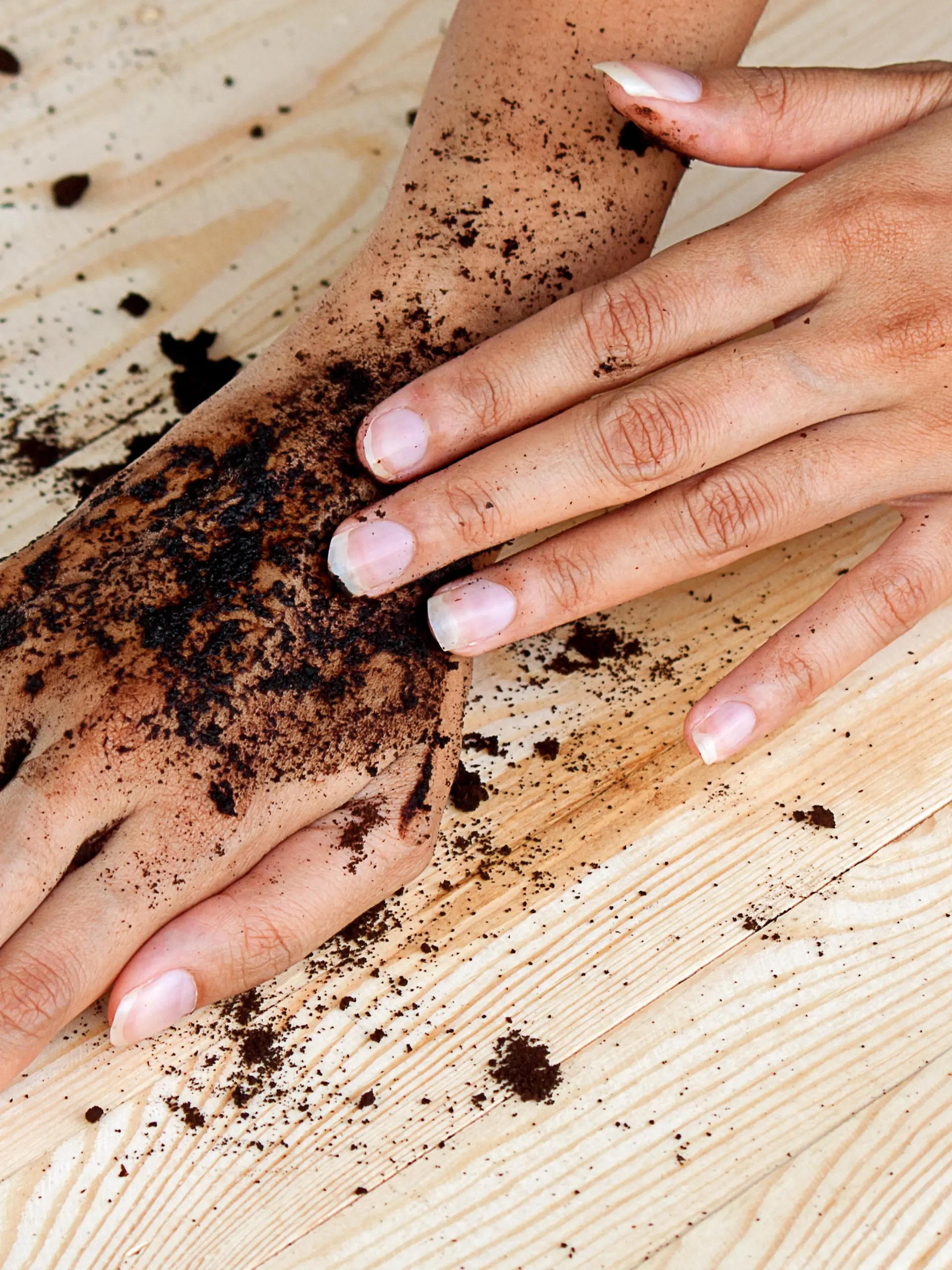 coffee hand scrub with ground coffee (wet)  , mean to beauty or cosmetic and health care
