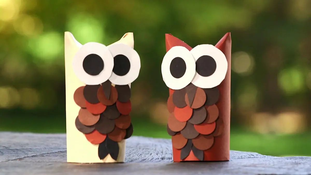 So wird aus eine Klopapierrolle eine Eule Schnelle DIY-Ideezum Nachbasteln