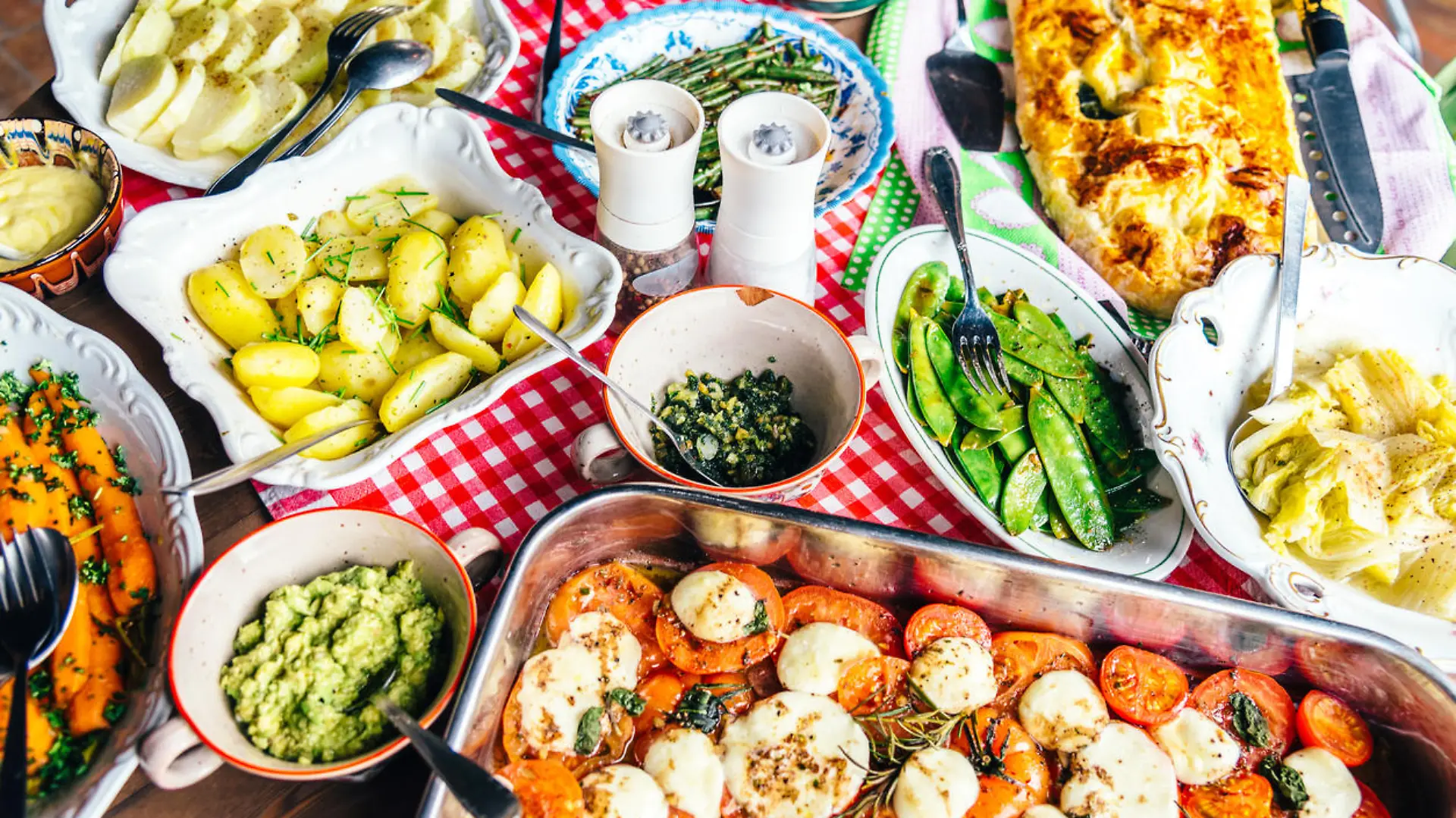 mediterranean vegetable antipasti on rustic table