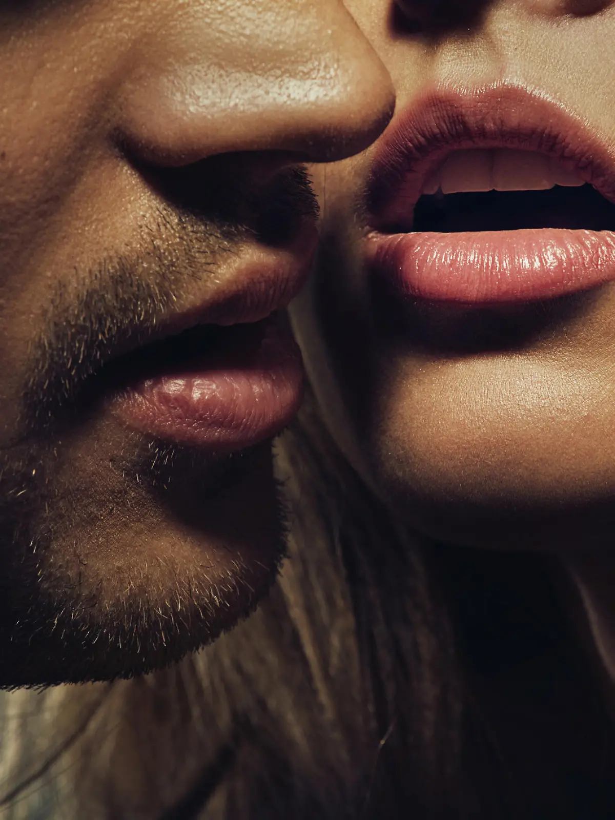 Beautiful portrait of young handsome man lips
