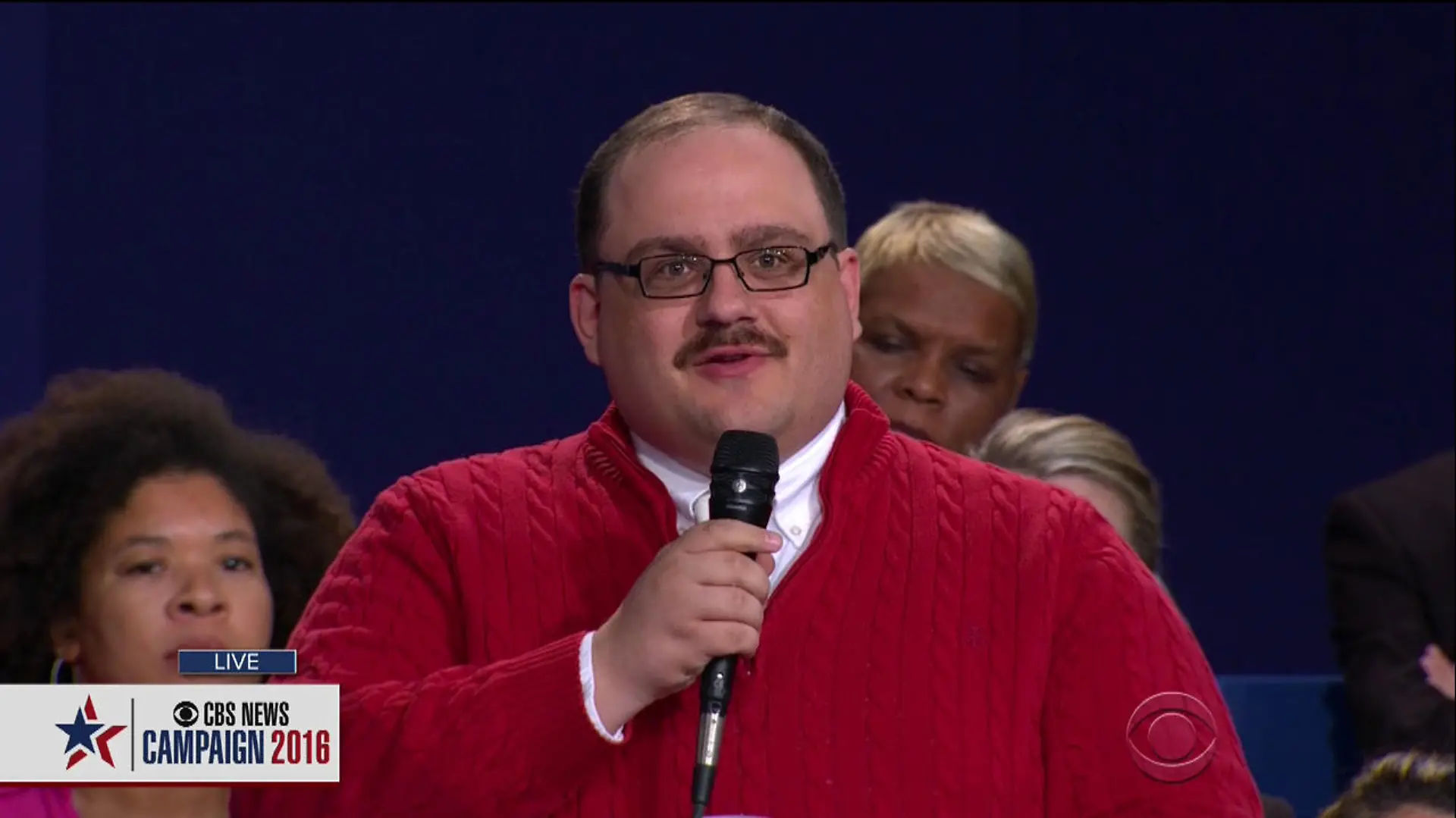 Hillary Clinton and Donald Trump go head-to-head in the second 2016 presidential debate, live from Washington University in St. Louis, MO. Moderated by Martha Raddatz, Chief Global Affairs Correspondent and Co-Anchor of "This Week" on ABC, and Anderson Cooper, Anchor at CNN as seen on CBS

Featuring: Ken Bone
Where: United States
When: 10 Oct 2016
Credit: Supplied by WENN.com

**WENN does not claim any ownership including but not limited to Copyright, License in attached material. Fees charged by WENN are for WENN's services only, do not, nor are they intended to, convey to the user any ownership of Copyright, License in material. By publishing this material you expressly agree to indemnify, to hold WENN, its directors, shareholders, employees harmless from any loss, claims, damages, demands, expenses (including legal fees), any causes of action, allegation against WENN arising out of, connected in any way with publication of the material.**