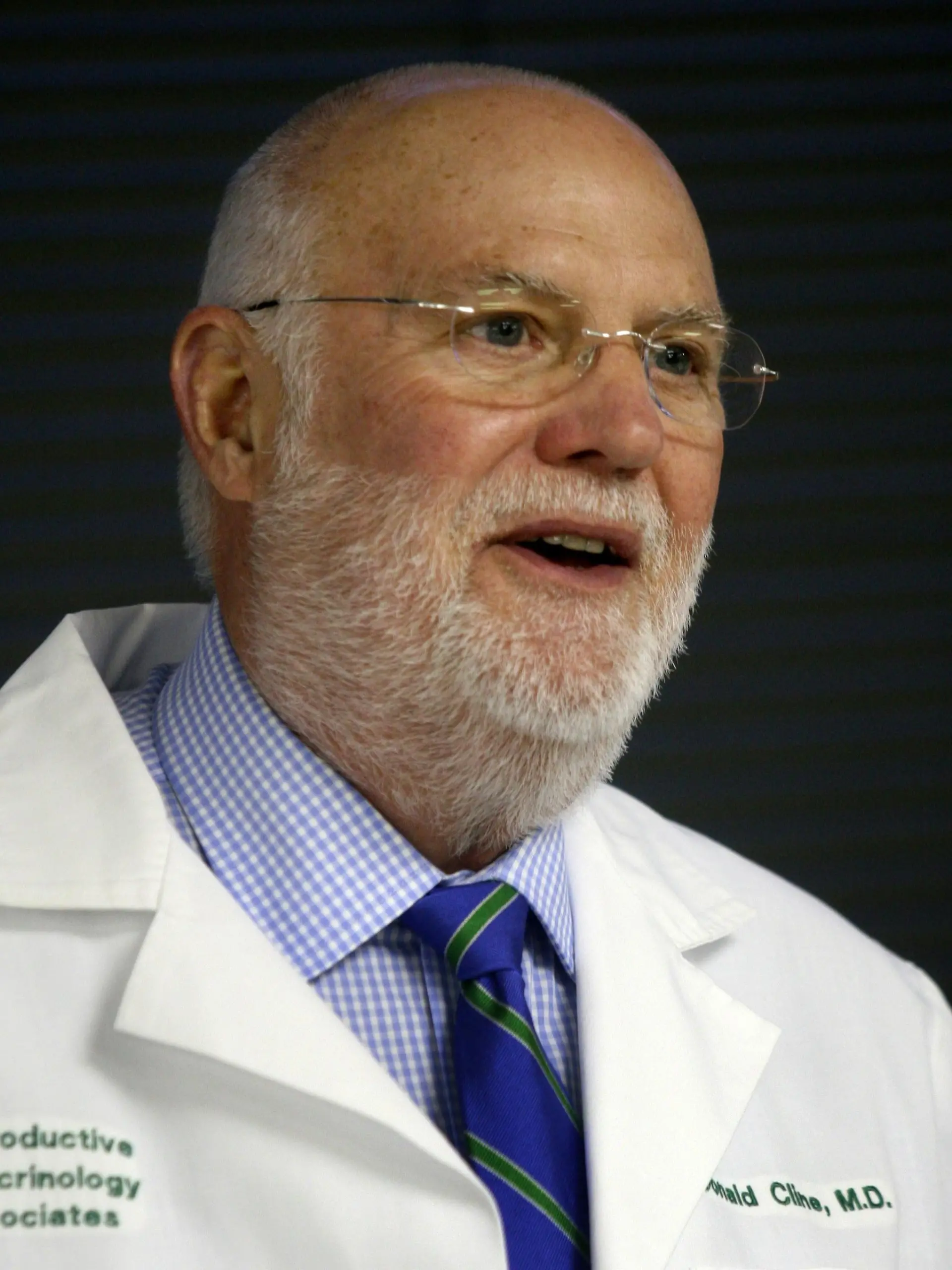FILE -  In this March 29, 2007 file photo, Dr. Donald Cline, a reproductive endocrinologist and fertility specialist, speaks at a new conference in Indianapolis. Cline, 77, is charged with obstruction of justice as prosecutors allege he deceived them about using his own sperm to inseminate multiple women decades ago. The children of several of the women initiated the case when they found out through DNA testing that they were related. (Kelly Wilkinson,/The Indianapolis Star via AP) |