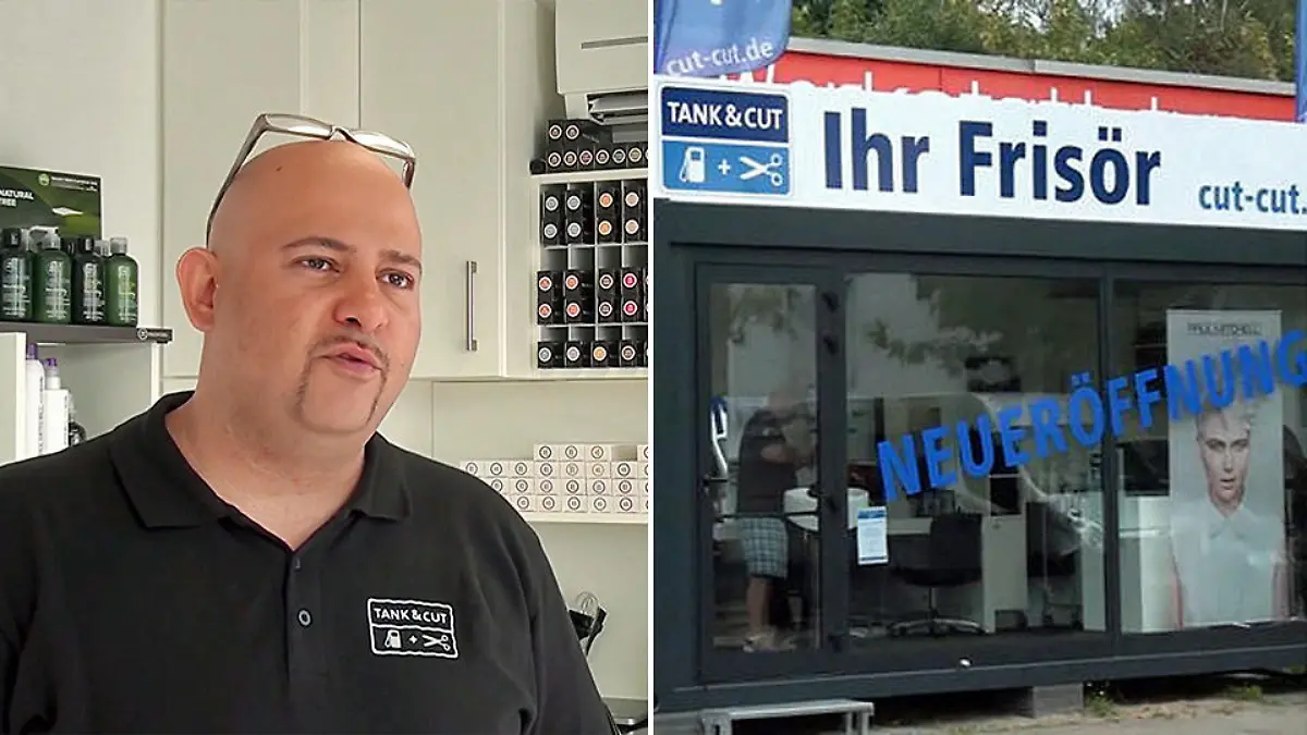 Tanken und gleichzeitig die Haare schneiden? Na klar! Das ist Deutschlands erster Tankstellen-Friseur