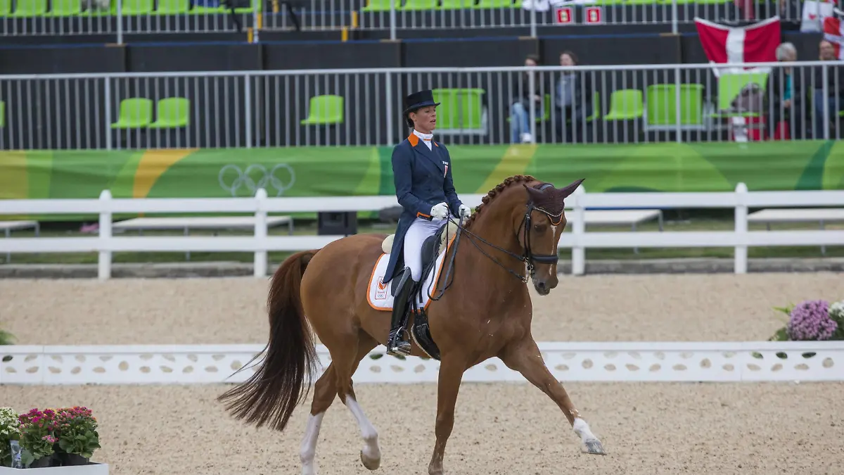Rio 2016, Pferdesport, Dressur  160810 Hollands dressyrryttare Adelinde Cornelissen och Parzival avbröt sin ritt den 10 augusti 2016 under OS i Rio de Janeiro. Photo: Roland Thunholm / BILDBYRüN / COP 190 PUBLICATIONxINxGERxSUIxONLY Copyright: ROLANDxTHUNHOLM BB160810BB342Rio 2016 Equestrian sports Dressage 160810 Holland dressyrryttare Adelinde Cornelissen och Percival  Sin Ride the 10 Augusti 2016 Under OS I Rio de Janeiro Photo Roland Thunholm BILDBYRüN Cop 190 PUBLICATIONxINxGERxSUIxONLY Copyright ROLANDxTHUNHOLM  