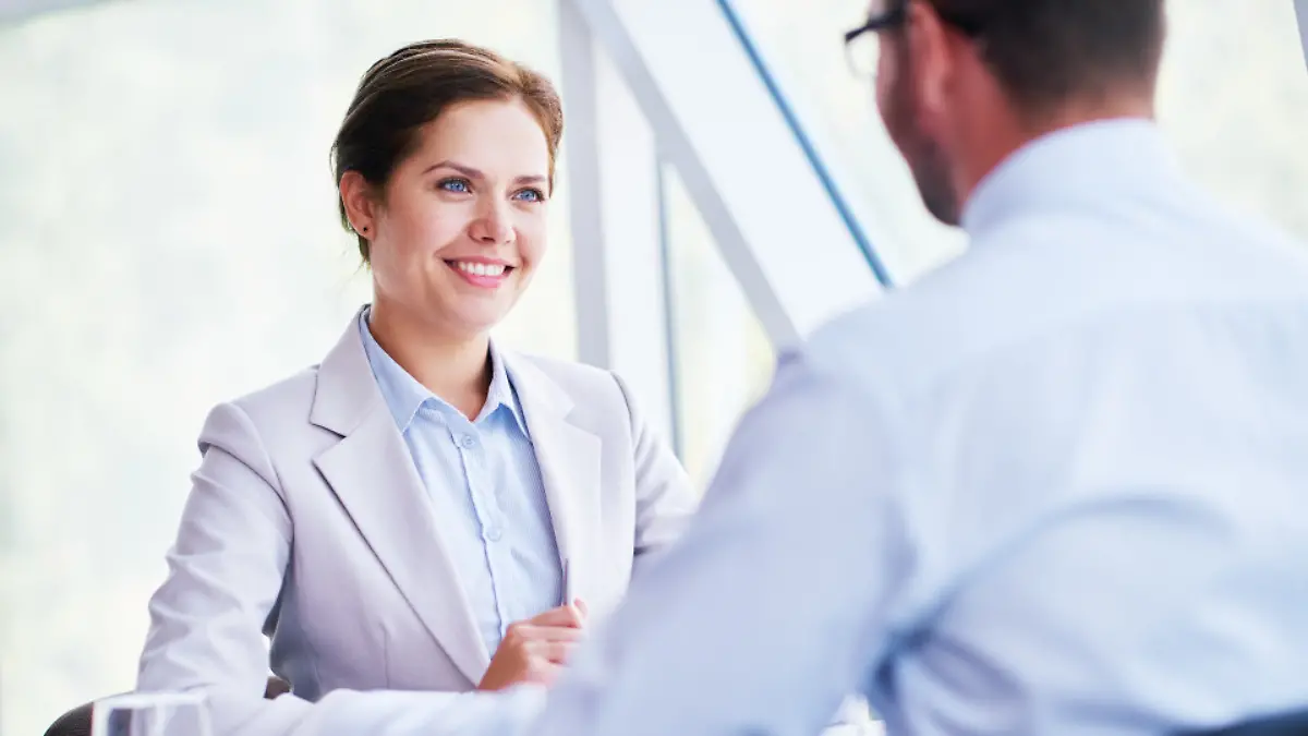 Businesswoman holding job interview