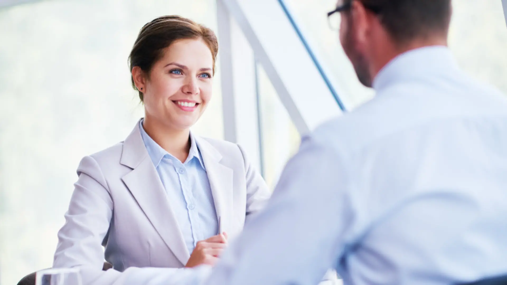 Businesswoman holding job interview