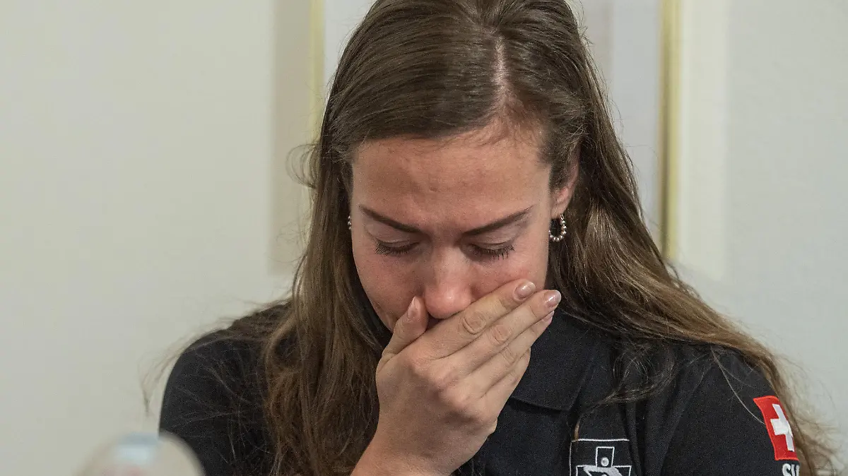 Die Schweizer Ruderin Jeannine Gmelin anlaesslich ihrer Medienkonferenz vom Mittwoch, 25. Januar 2023 in Kaegiswil im Kanton Obwalden. (KEYSTONE/Urs Flueeler).