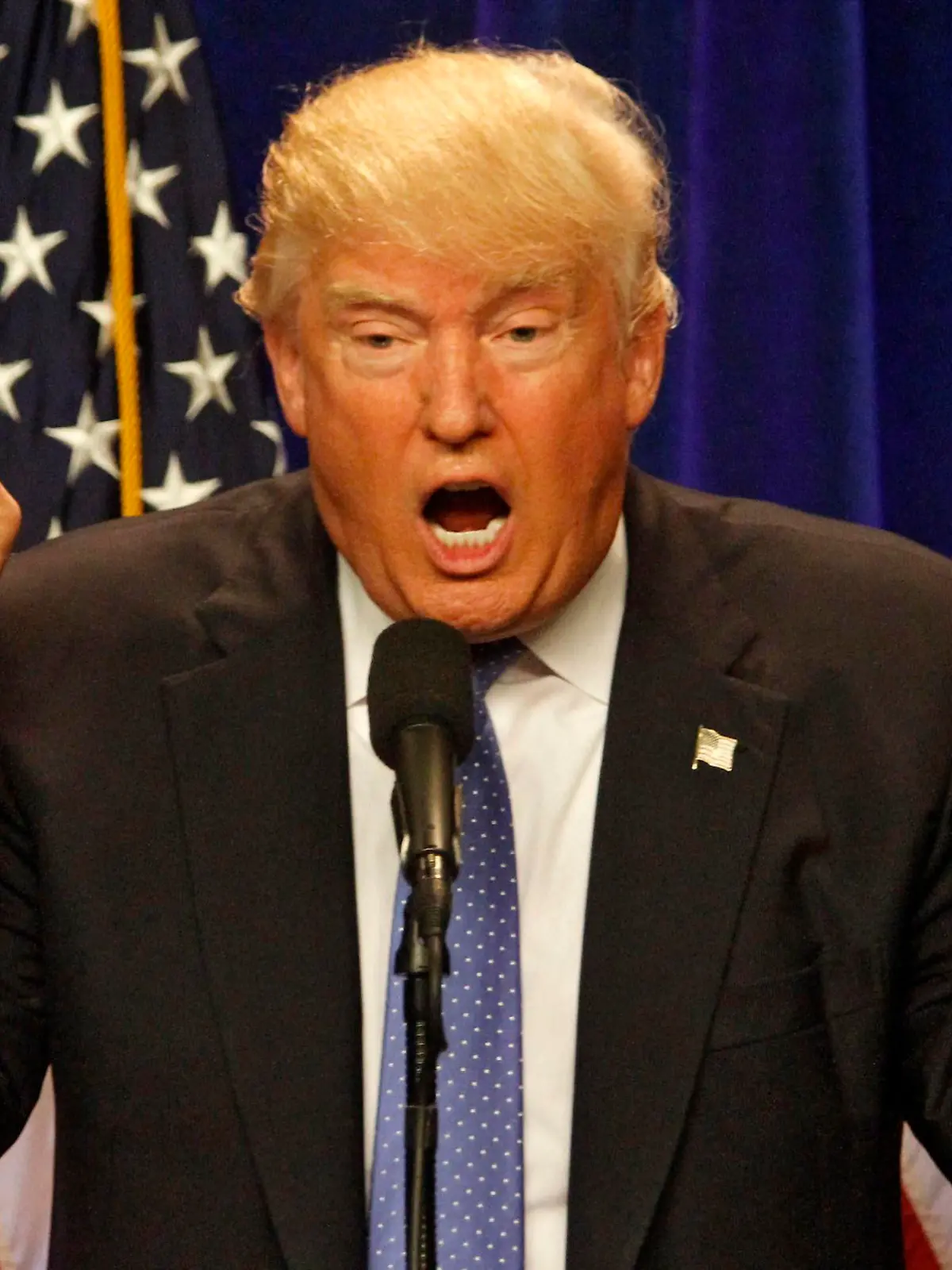epa05362670 Republican presidential candidate Donald Trump speaks during a rally at St Anselm College in Manchester, New Hampshire, USA, 13 June 2016. EPA/HERB SWANSON +++(c) dpa - Bildfunk+++