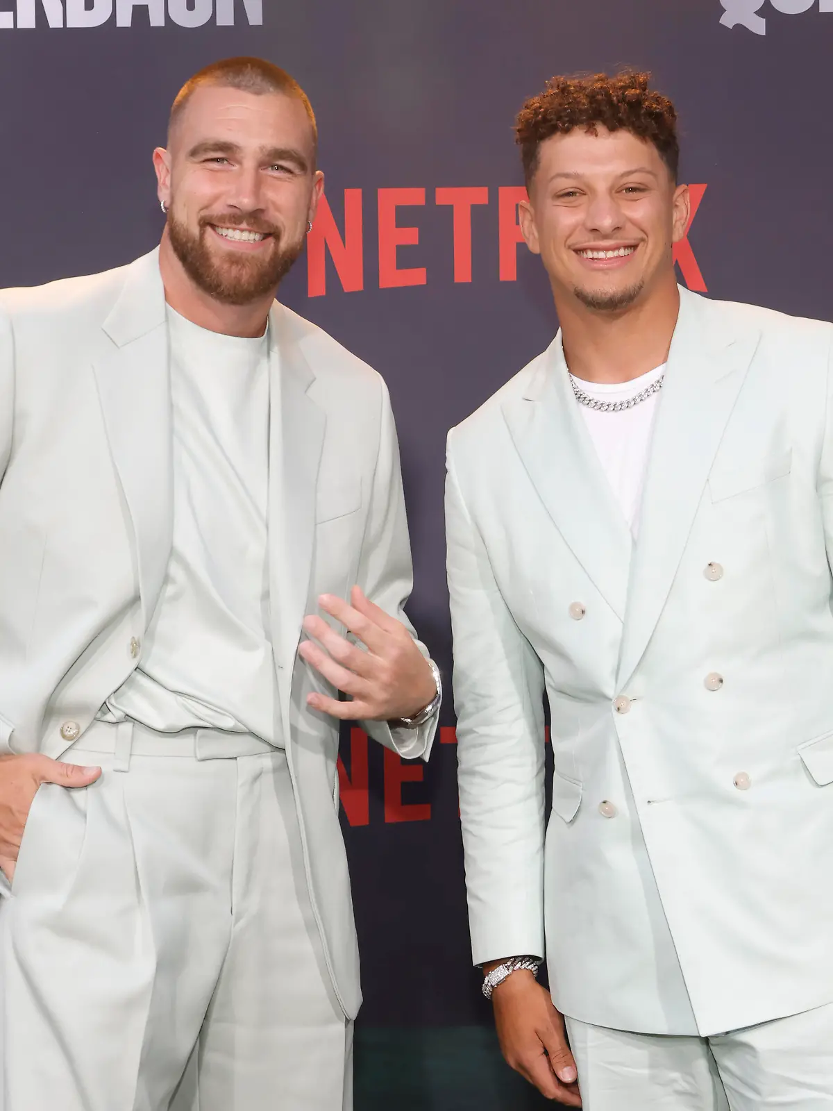 11 July 2023 Hollywood, California - Travis Kelce, Patrick Mahomes. Los Angeles Premiere Of Netflix's "Quarterback" held at the TUDUM Theater in Hollywood Photo Credit: AdMedia