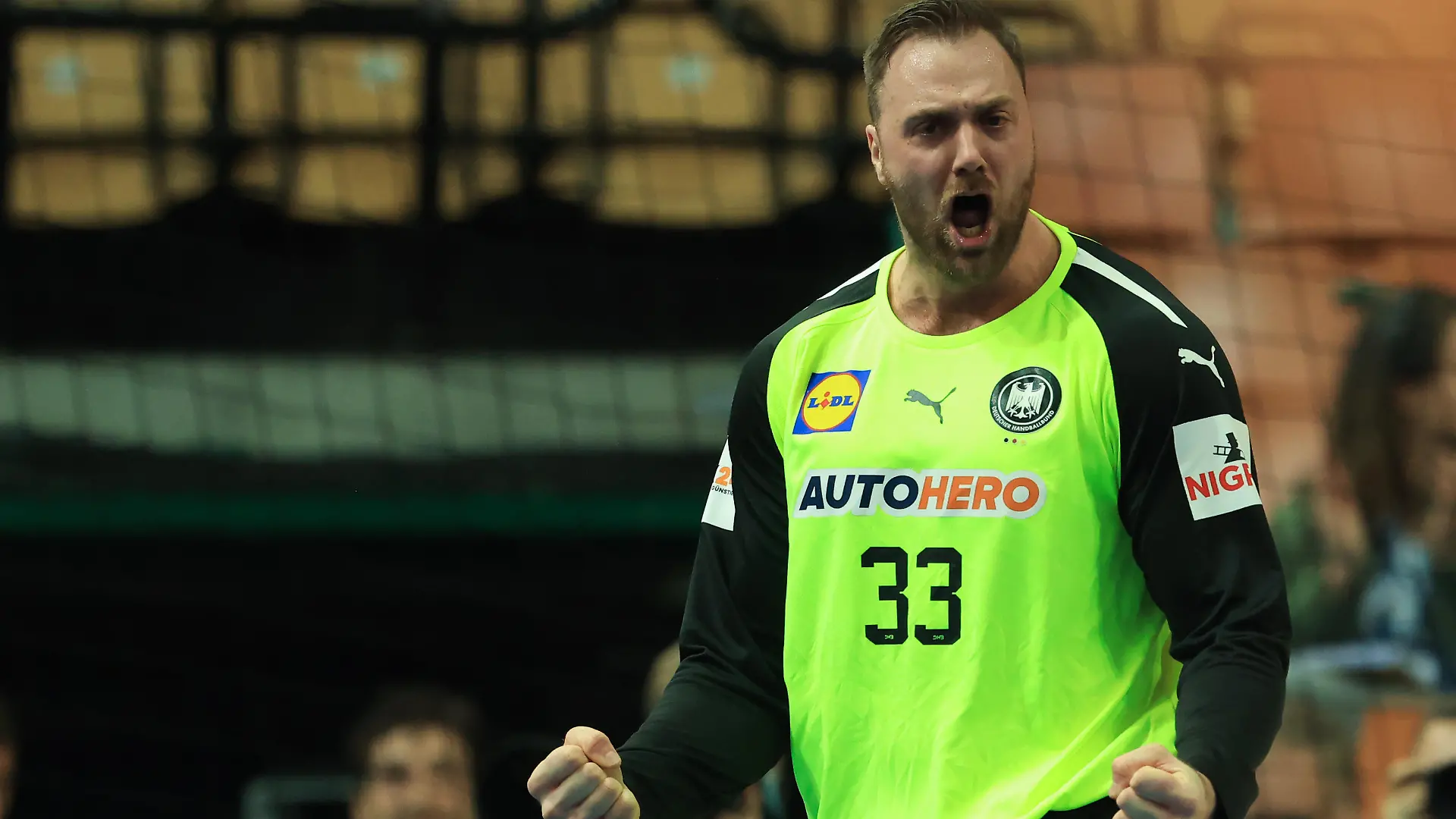 Handball: WM, Deutschland - Norwegen, Hauptrunde, Gruppe 3, 3. Spieltag im Spodek, Deutschlands Torwart Andreas Wolff reagiert.