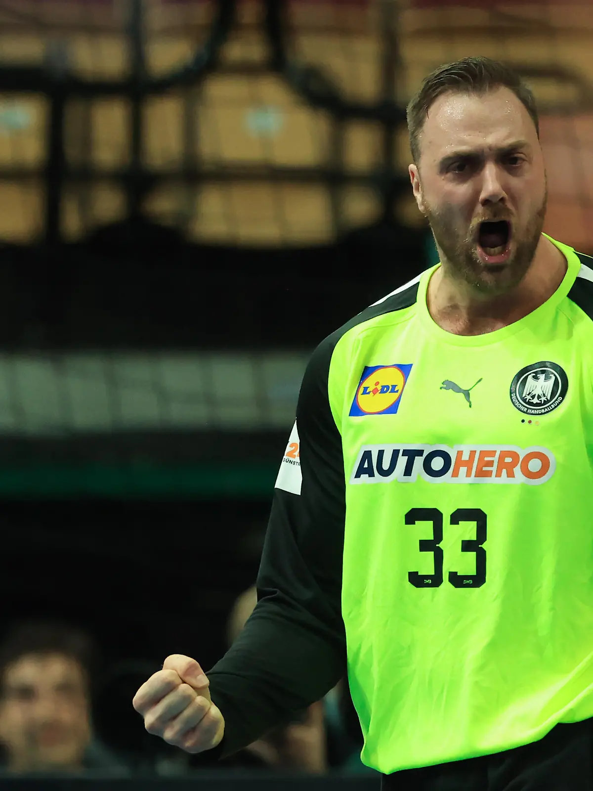 Handball: WM, Deutschland - Norwegen, Hauptrunde, Gruppe 3, 3. Spieltag im Spodek, Deutschlands Torwart Andreas Wolff reagiert.