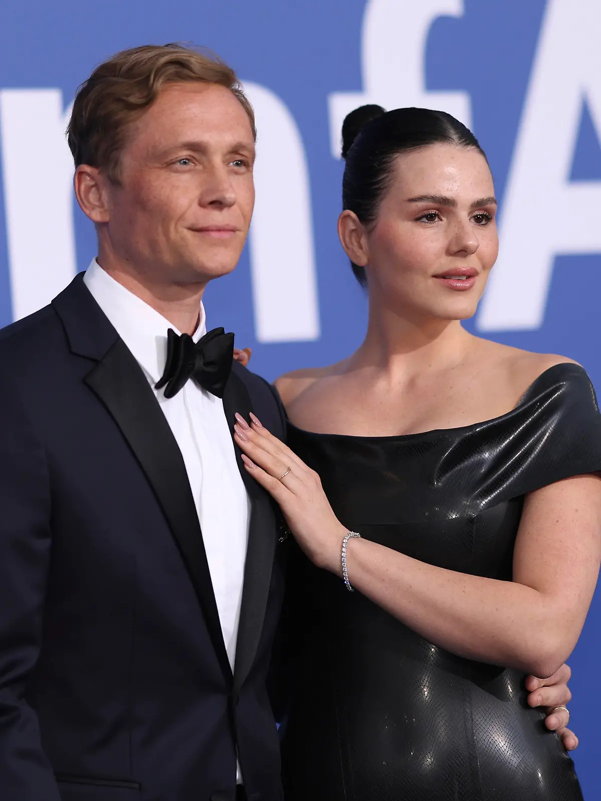 Matthias Schweighöfer, left, and Ruby O. Fee pose for photographers upon arrival at the amfAR Cinema Against AIDS benefit at the Hotel du Cap-Eden-Roc, during the 76th Cannes international film festival, Cap d'Antibes, southern France, Thursday, May 25, 2023. (Photo by Vianney Le Caer/Invision/AP)