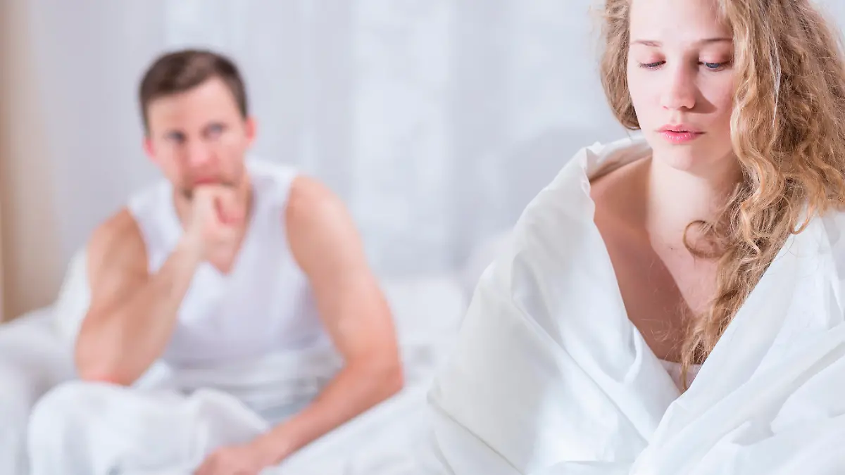 Photo of young wife having conflict with her husband