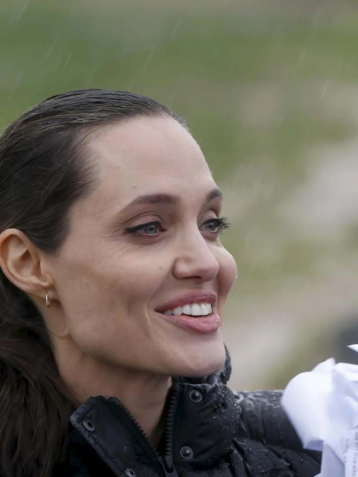 United Nations High Commissioner for Refugees (UNHCR) Special Envoy Angelina Jolie reacts during a news conference as she visits Syrian refugees in the Bekaa valley, Lebanon March 15, 2016. March 15 marks the 5th anniversary of peaceful protests against President Bashar al-Assad, leading to the devastating civil conflict in the country. REUTERS/Mohamed Azakir 