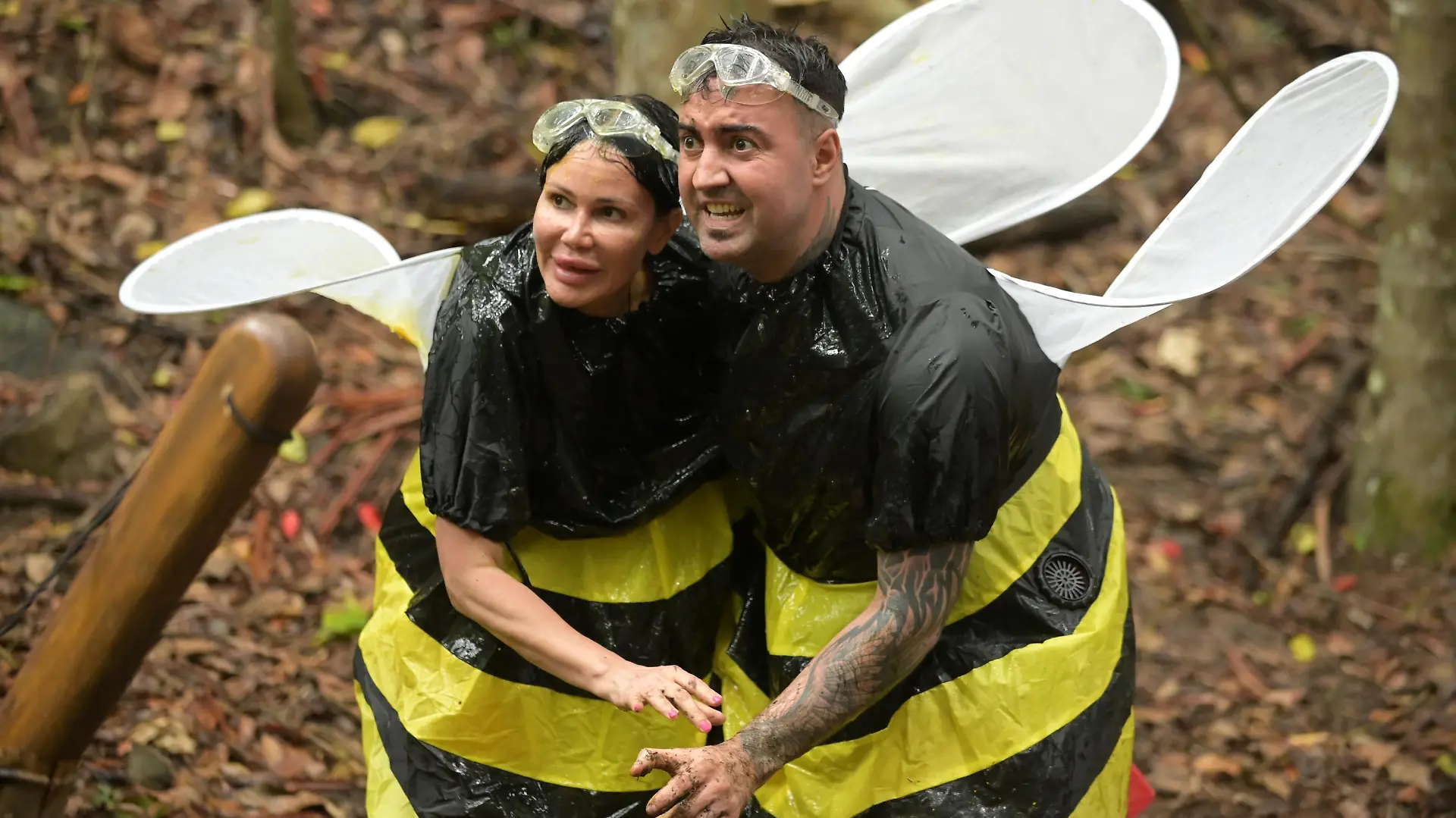 ACHTUNG: SPERRFRIST FÜR ALLE MEDIEN BIS MONTAG, 16.01.2023, 23.45 UHR !!! Tag 4. Djamila Rowe und Cosimo Citiolo treten zur Schatzsuche "Bee Careful" an. Die beiden schlüpfen in ein gemeinsames Bienenkostüm. Djamila muss mit ihrem Stachel die Ballons zum platzen bringen. In den Ballons befindet sich nicht nur eine gelbe, schleimige Flüssigkeit, sondern in einigen auch gelbe, kleine Bälle (Pollen).
Die Verwendung des sendungsbezogenen Materials ist nur mit dem Hinweis und Verlinkung auf RTL+ gestattet.