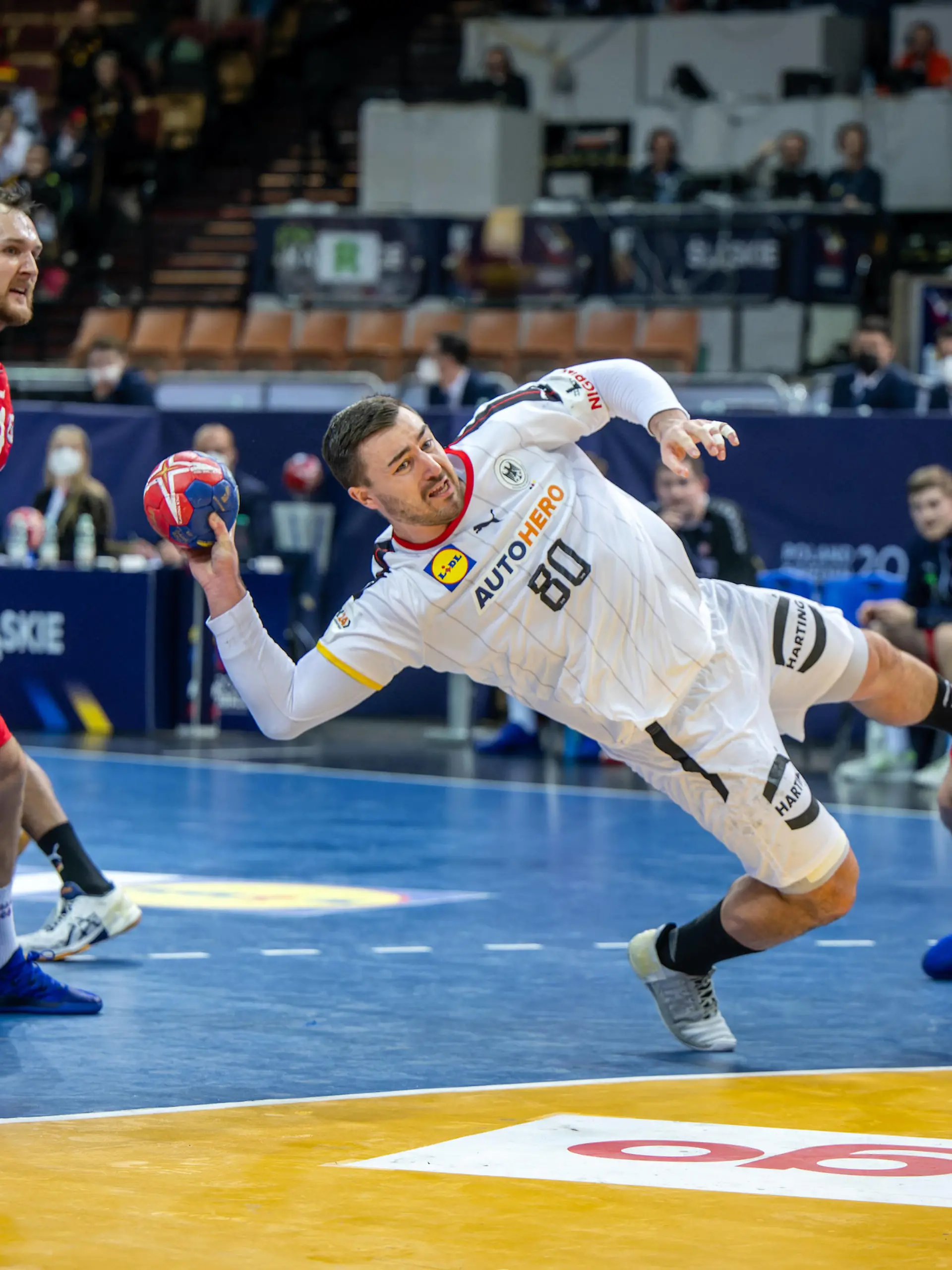 Handball Kattowitz 23.01.2023 Weltmeisterschaft Handball WM Männer Hauptrunde Deutschland GER - Norwegen NOR Jannik Kohlbacher Deutschland, No.80 O SULLIVAN Christian Norwegen, No.24 ABELVIK ROD Magnus Norwegen, No.77 *** Handball Katowice 23 01 2023 World Championship Handball World Championship Men Main Round Germany GER Norway NOR Jannik Kohlbacher Germany, No 80 O SULLIVAN Christian Norway, No 24 ABELVIK ROD Magnus Norway, No 77