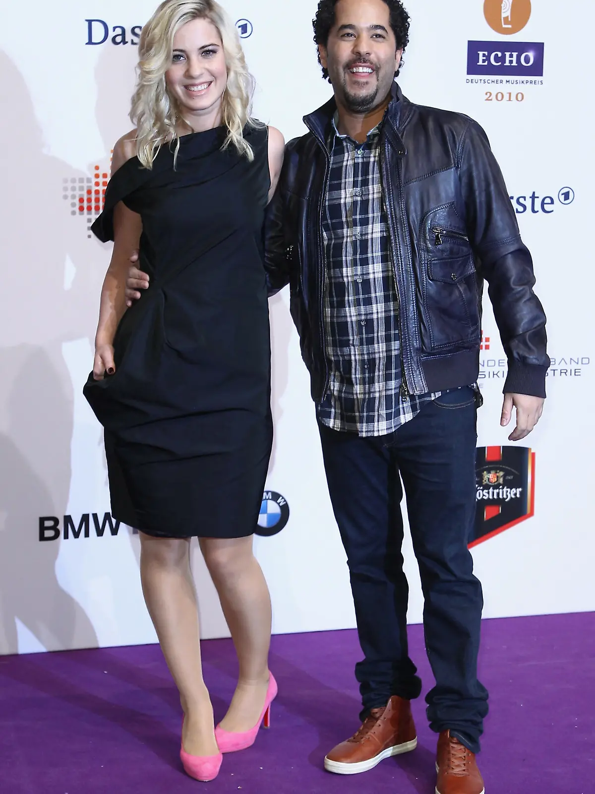 BERLIN - MARCH 04:  Adel Tawil and partner Jasmin Weber arrive at the Echo award 2010 at the Messe Berlin on March 4, 2010 in Berlin, Germany.  (Photo by Andreas Rentz/Getty Images)