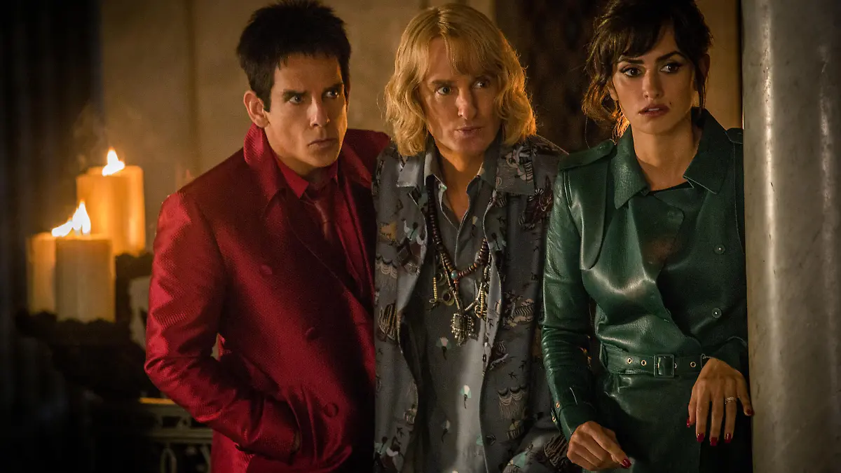 Left to right: Ben Stiller plays Derek Zoolander, Owen Wilson plays Hansel and Penelope Cruz plays Valentina Valencia in Zoolander No. 2 from Paramount Pictures.
